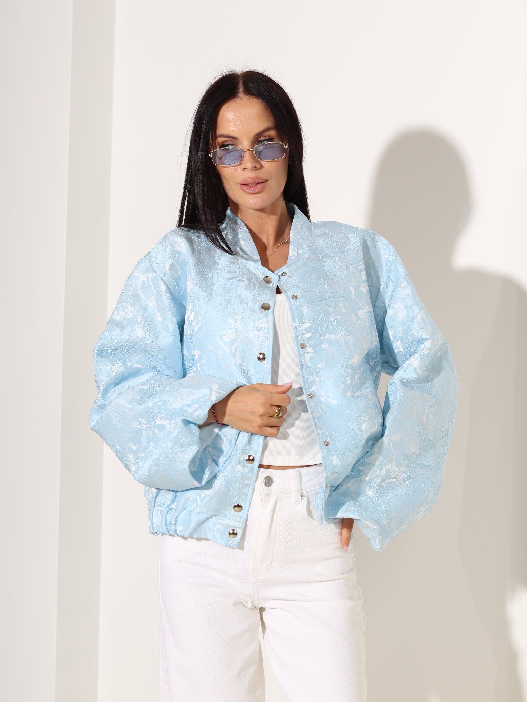 Zila, eleganta auduma virsjaka/bomberjaka- 18403