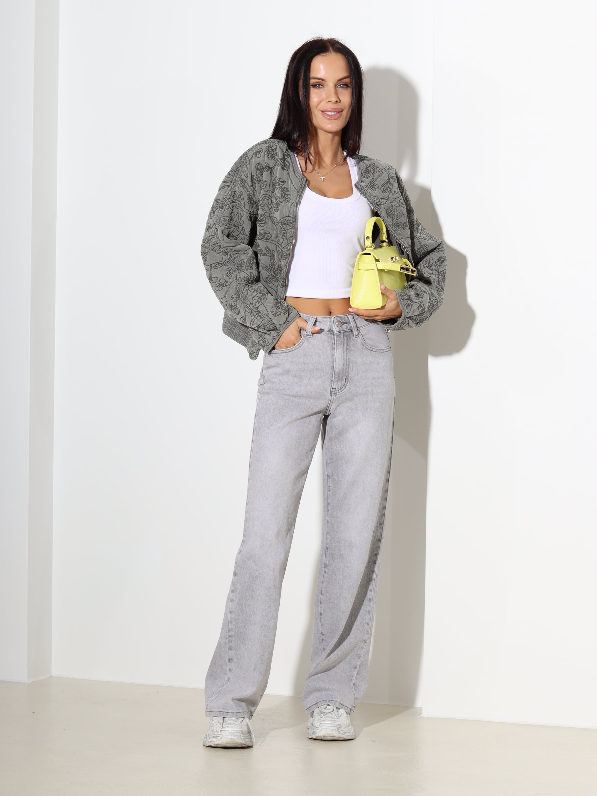 Pelēkas "Laulia" džinsu bikses "Wide leg"- 19093