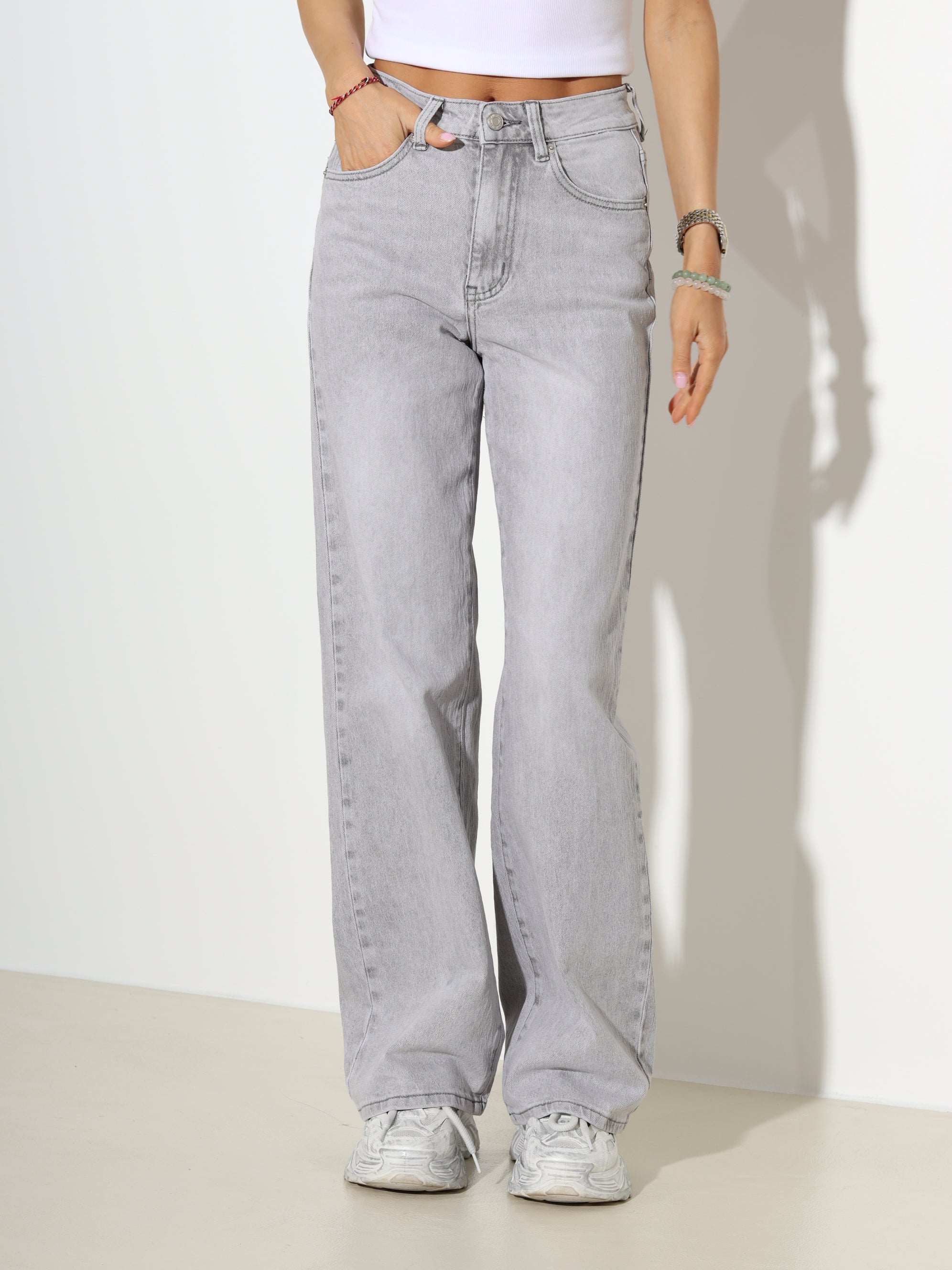Pelēkas "Laulia" džinsu bikses "Wide leg"- 19093