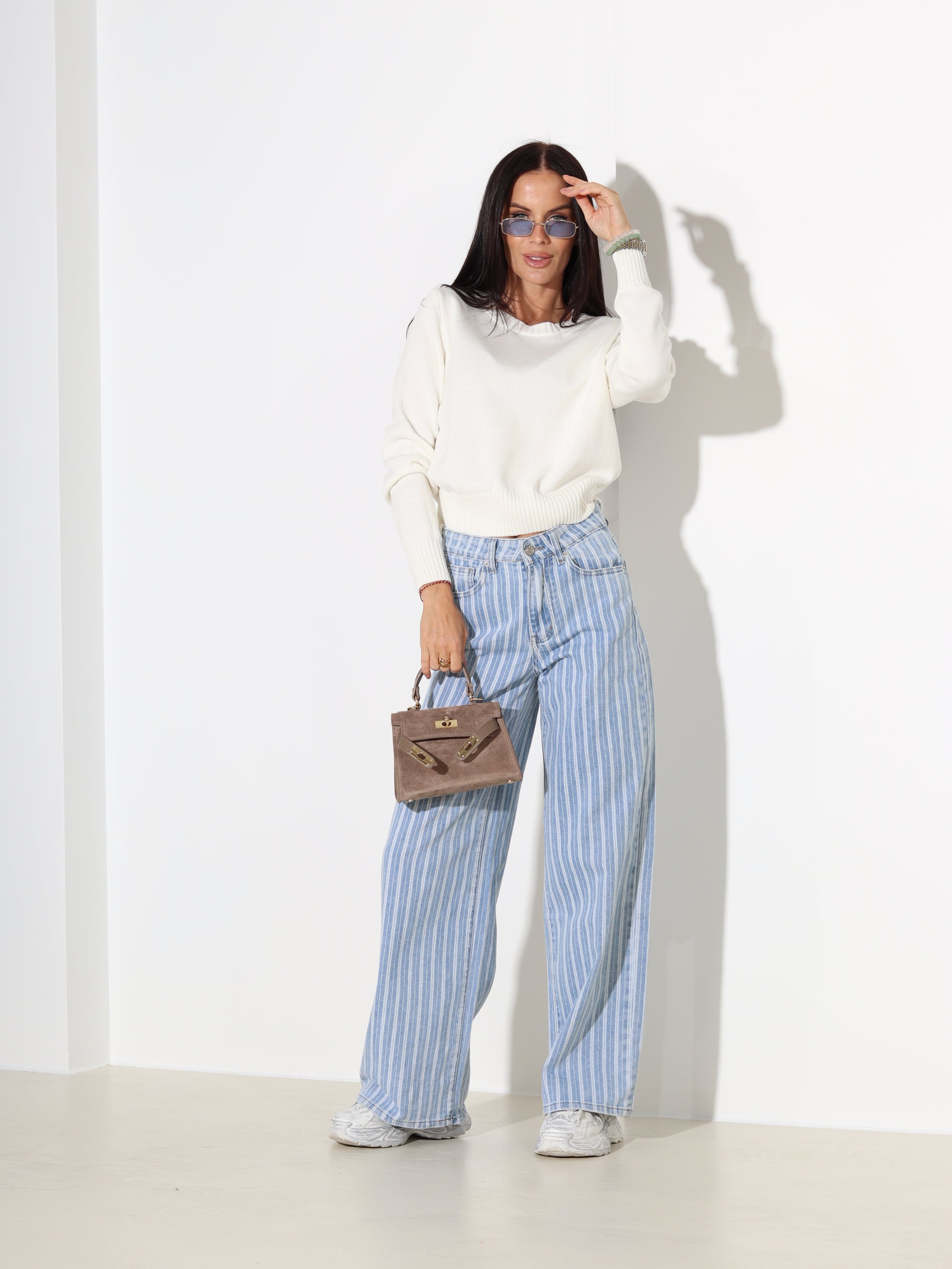 Balts "basic" adīts kokvilnas džemperis - 18182. a