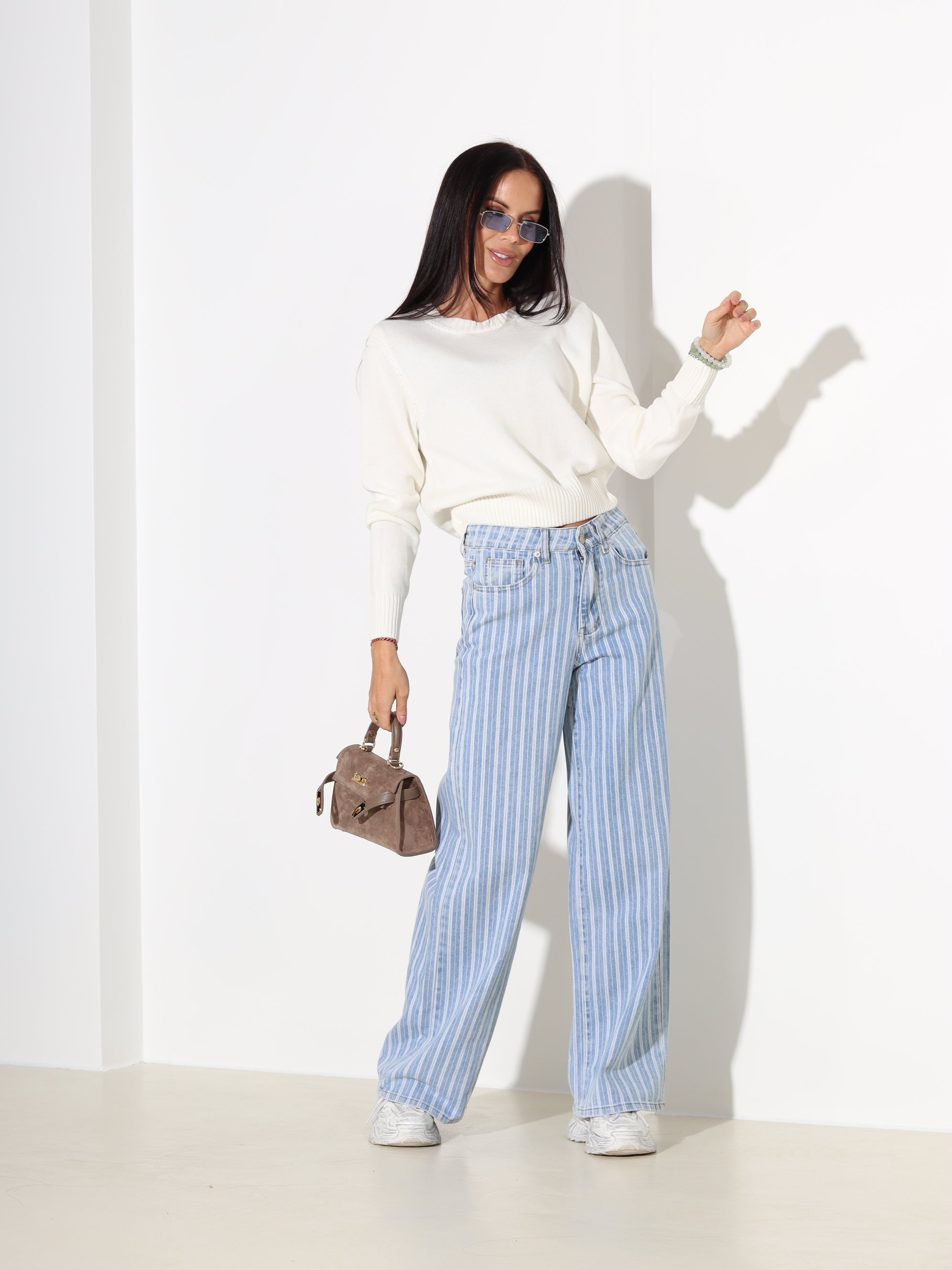 Balts "basic" adīts kokvilnas džemperis - 18182. a