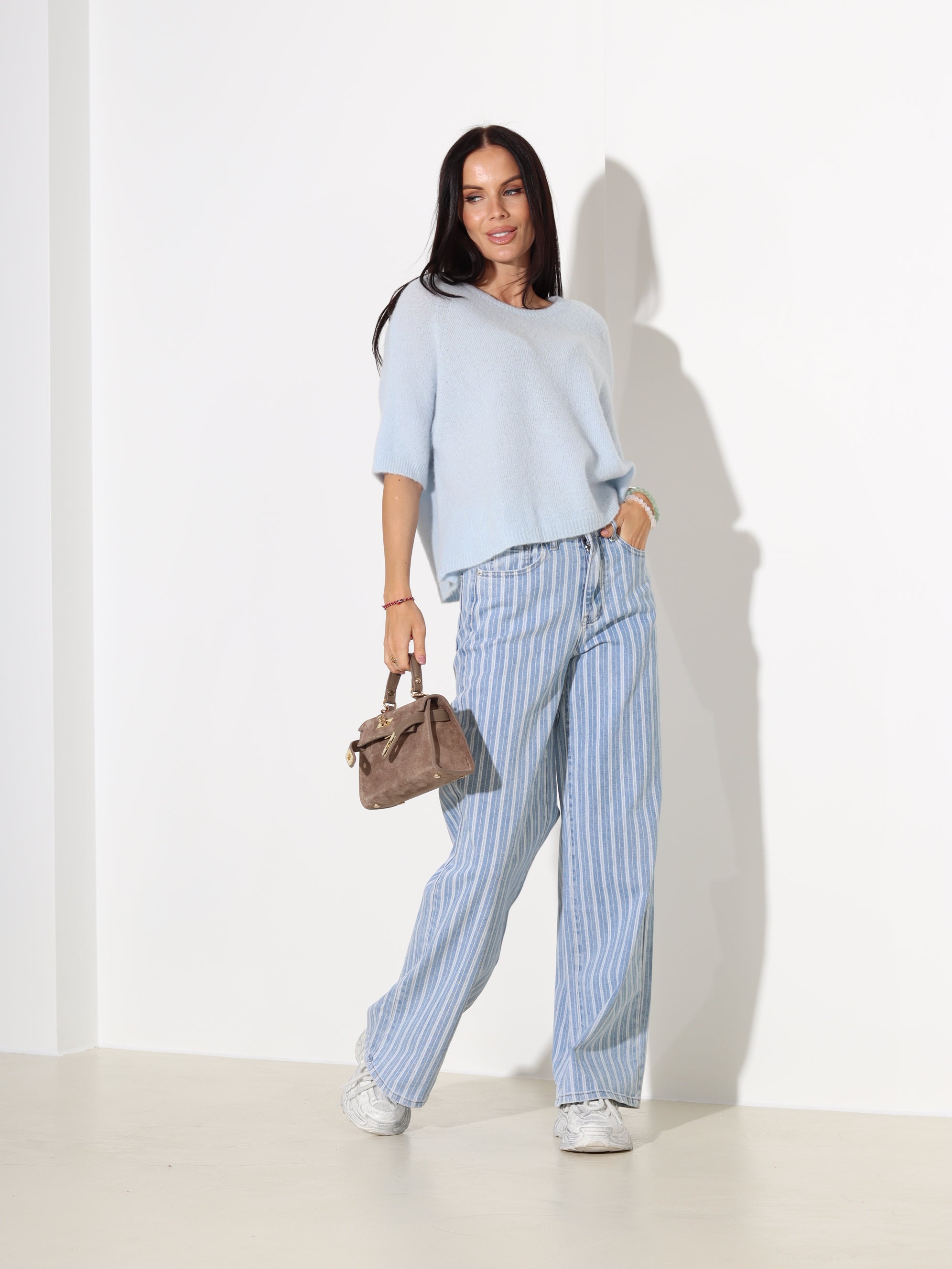 Zils džemperis ar īsu piedurkni, alpaka koosseisus - 18201