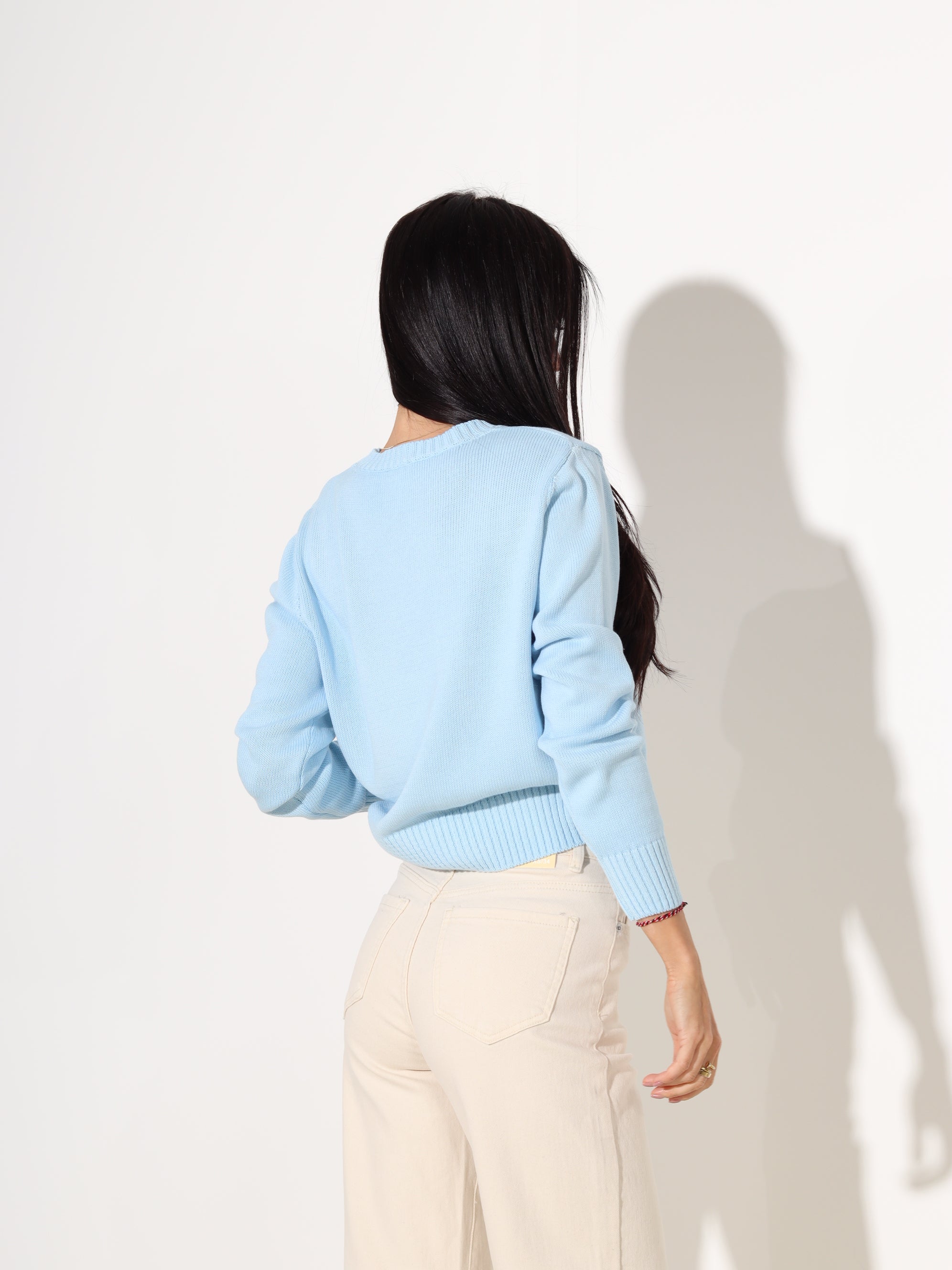 Zils "basic" adīts kokvilnas džemperis - 18183