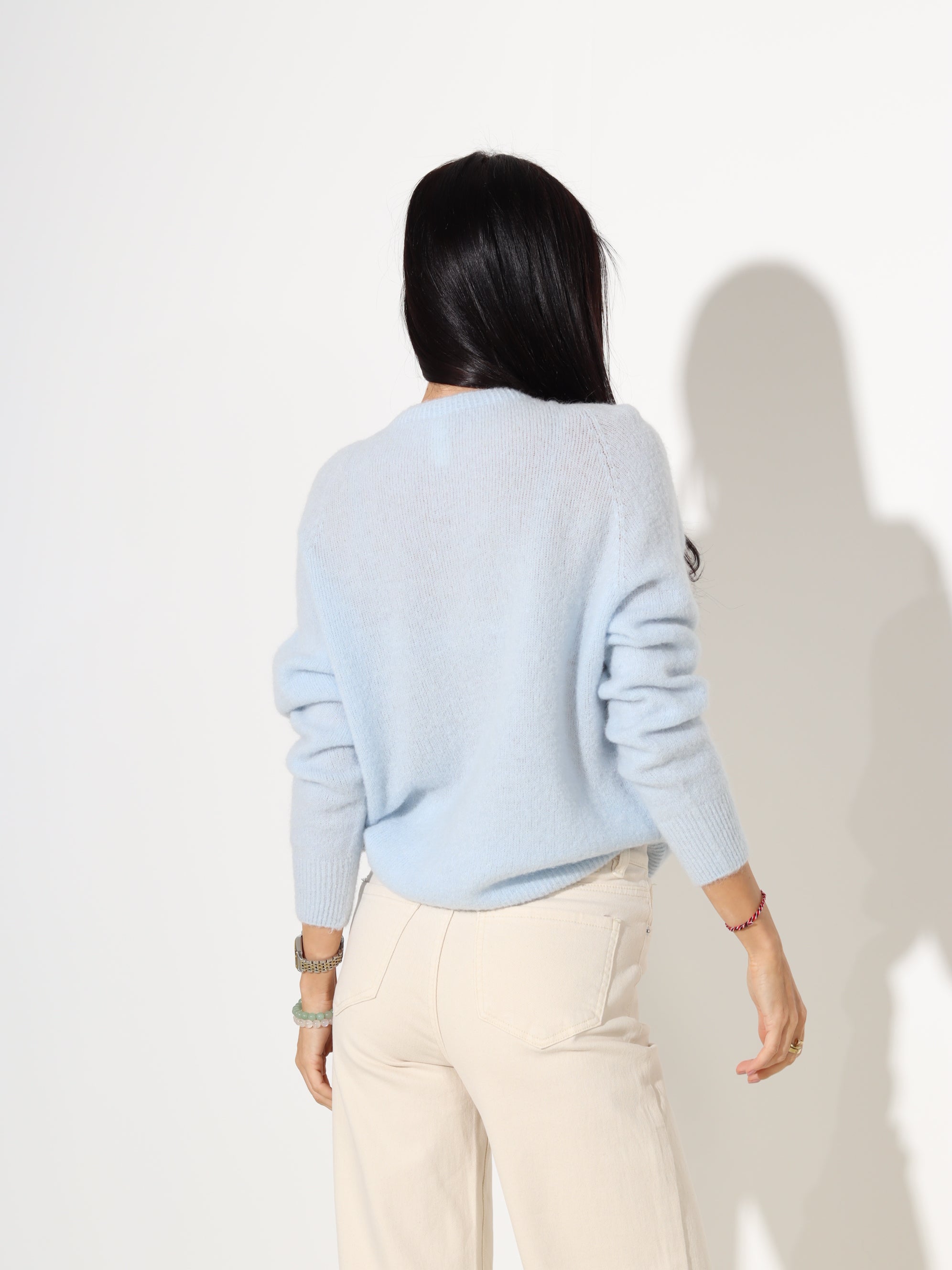 Zils džemperis ar garu piedurkni, alpaka koosseisus - 18190