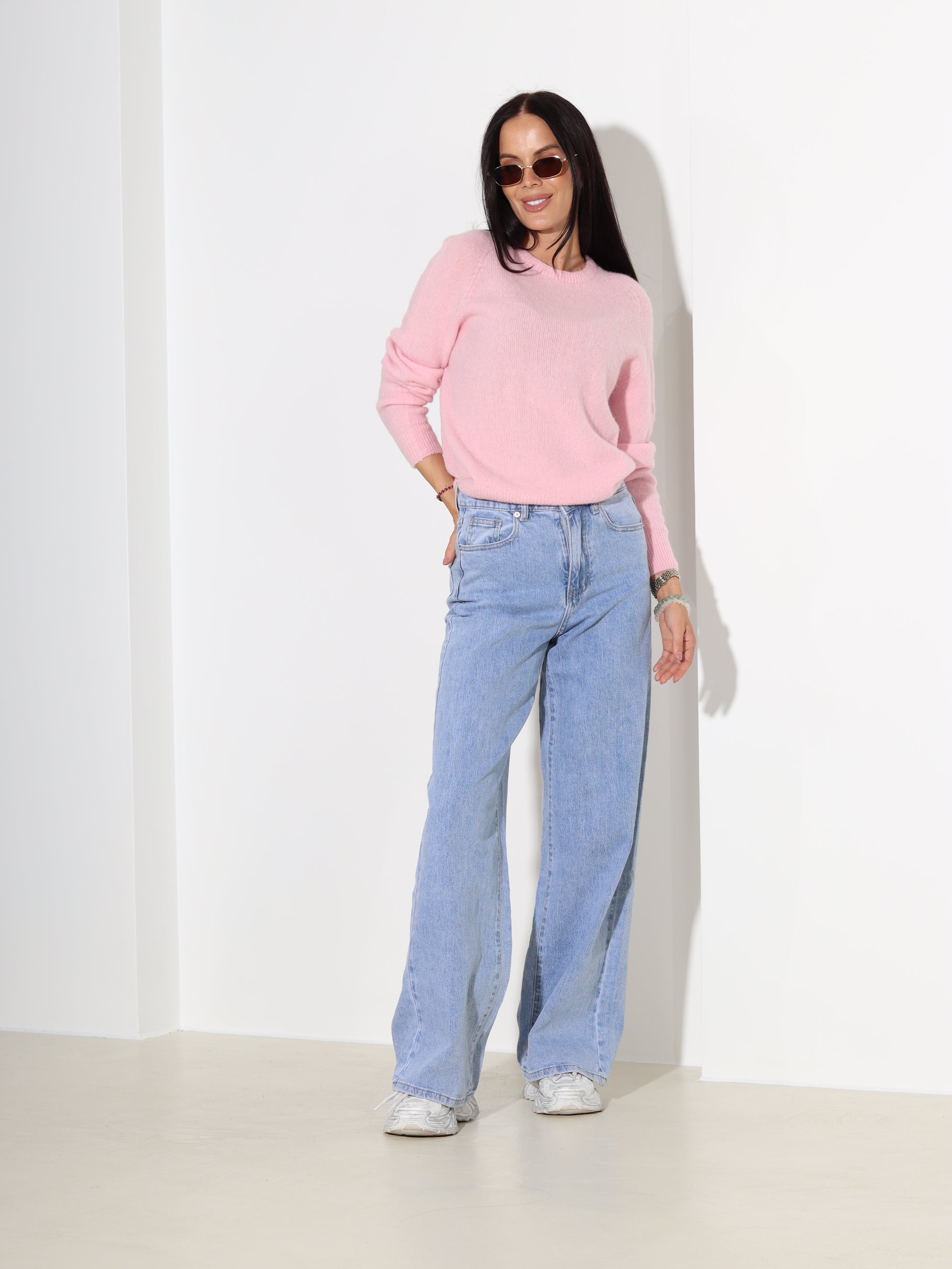 Rozā džemperis ar garu piedurkni, alpaka koosseisus - 18189