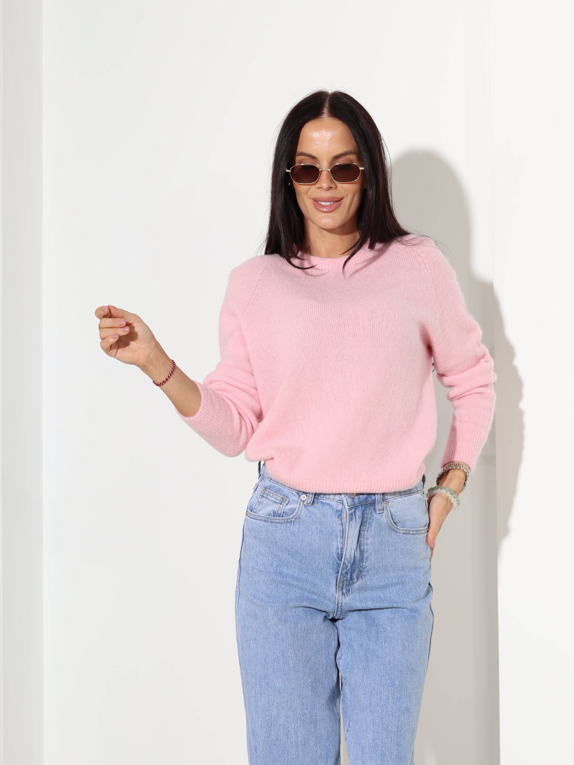 Rozā džemperis ar garu piedurkni, alpaka koosseisus - 18189