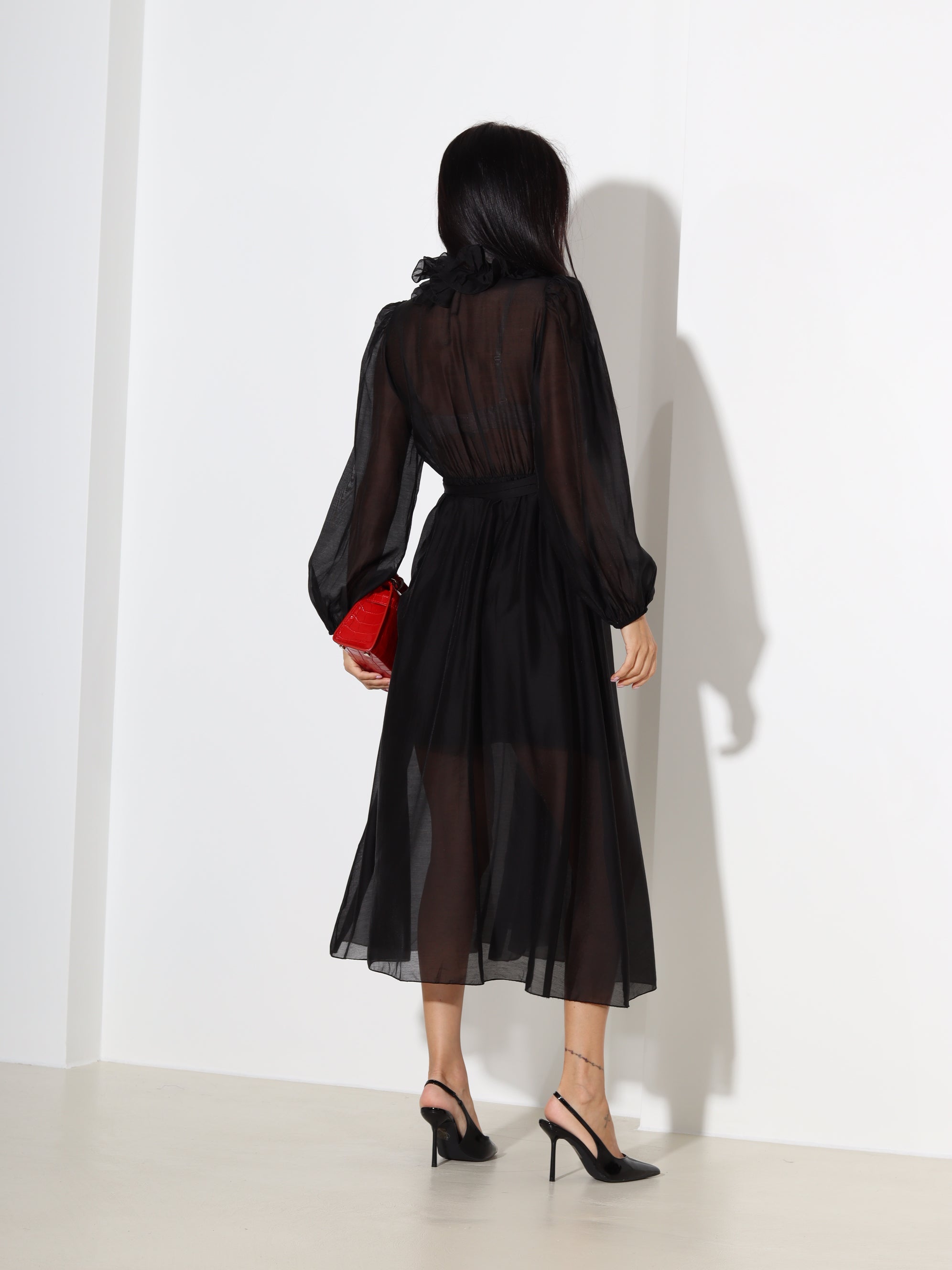 Melna, midi, gaisīga kleita - 18411