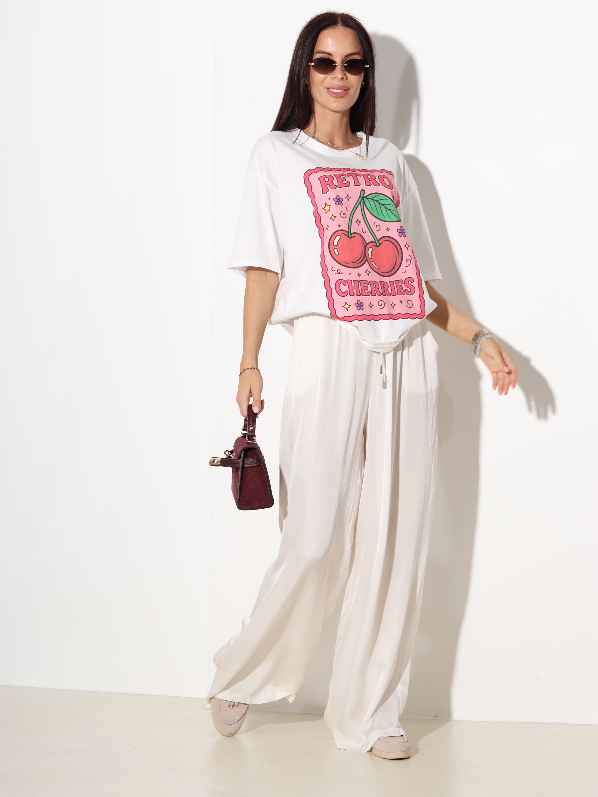Balts tops "Retro cherries" - 20095