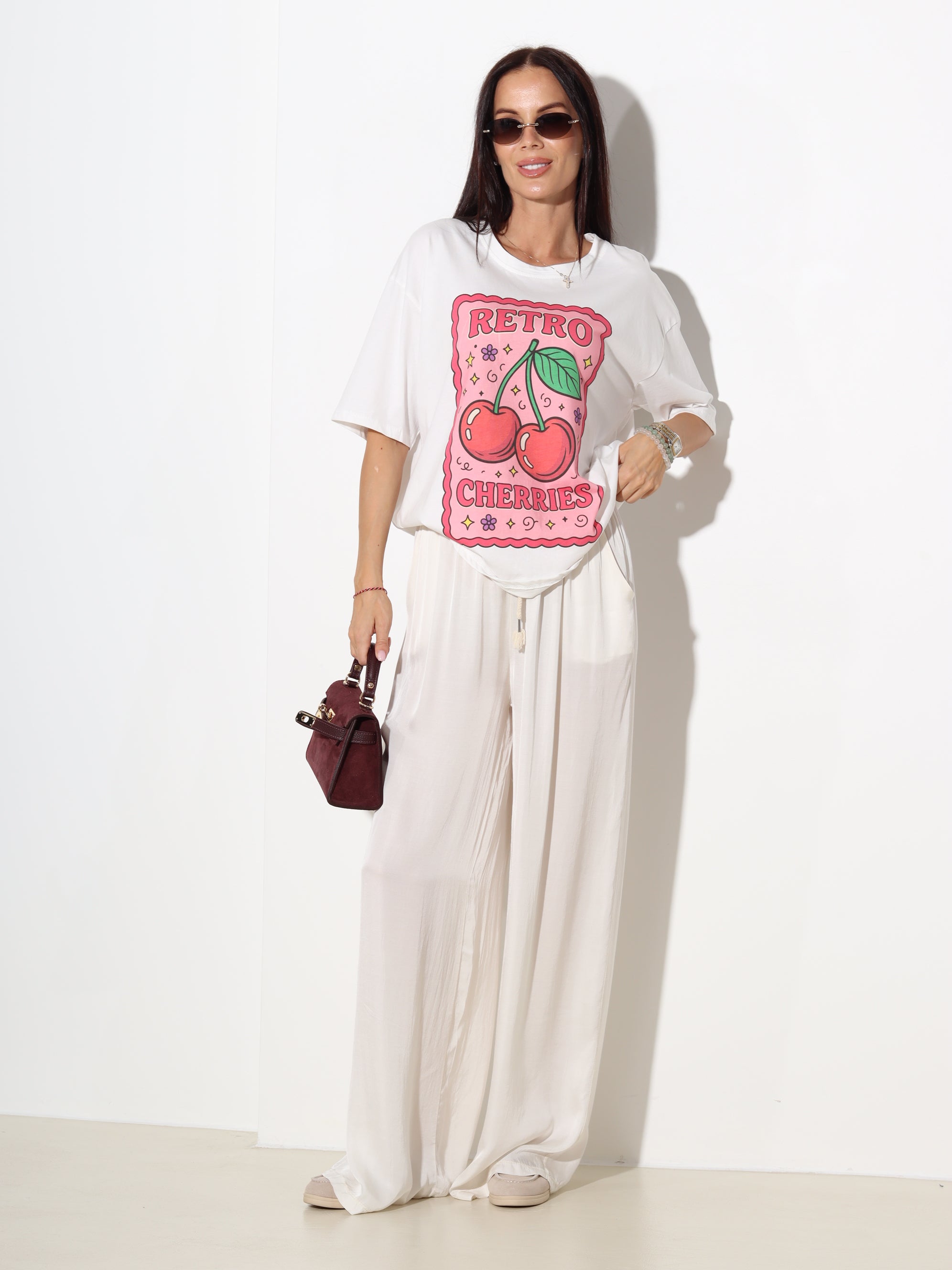 Balts tops "Retro cherries" - 20095