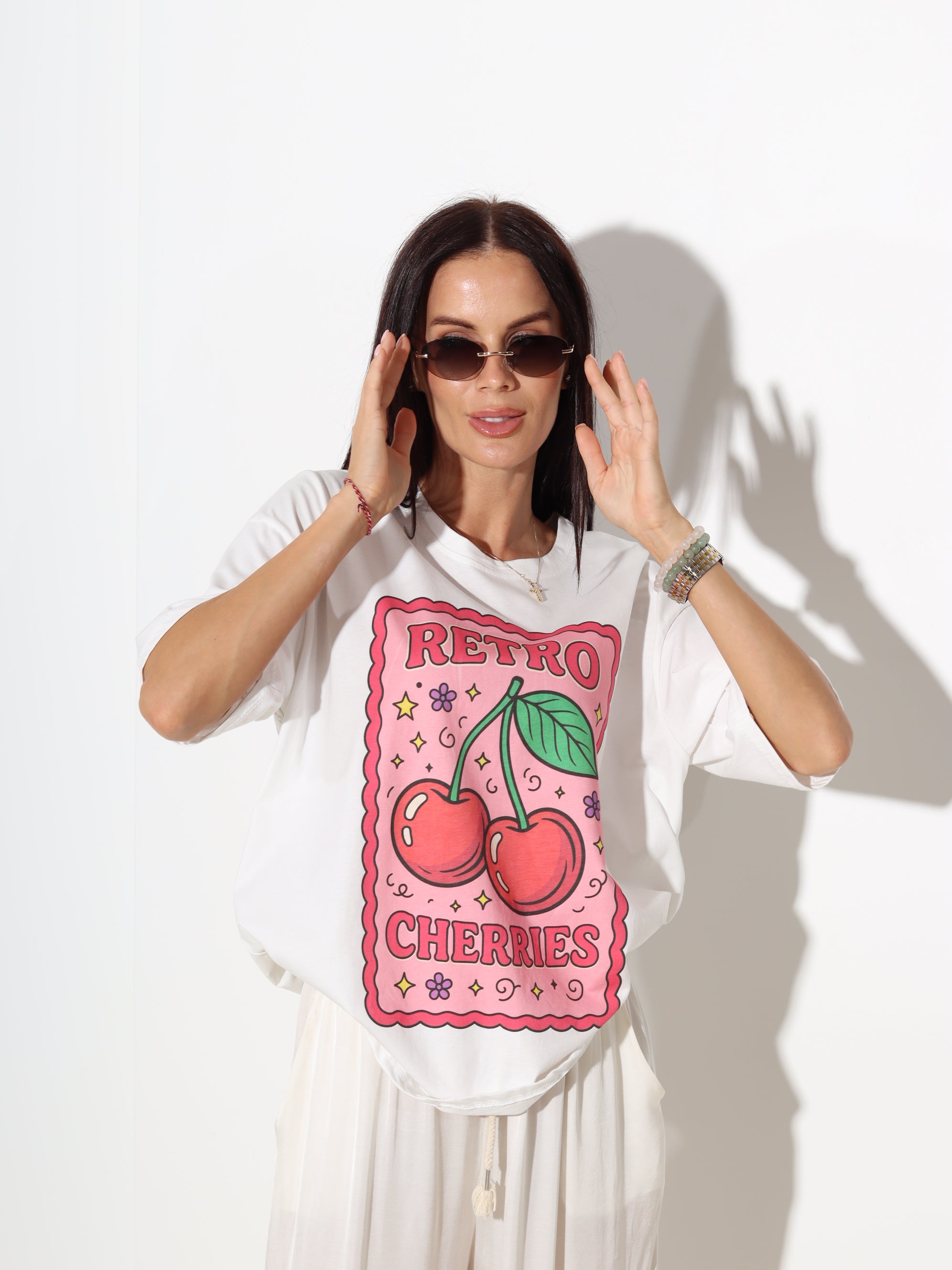 Balts tops "Retro cherries" - 20095