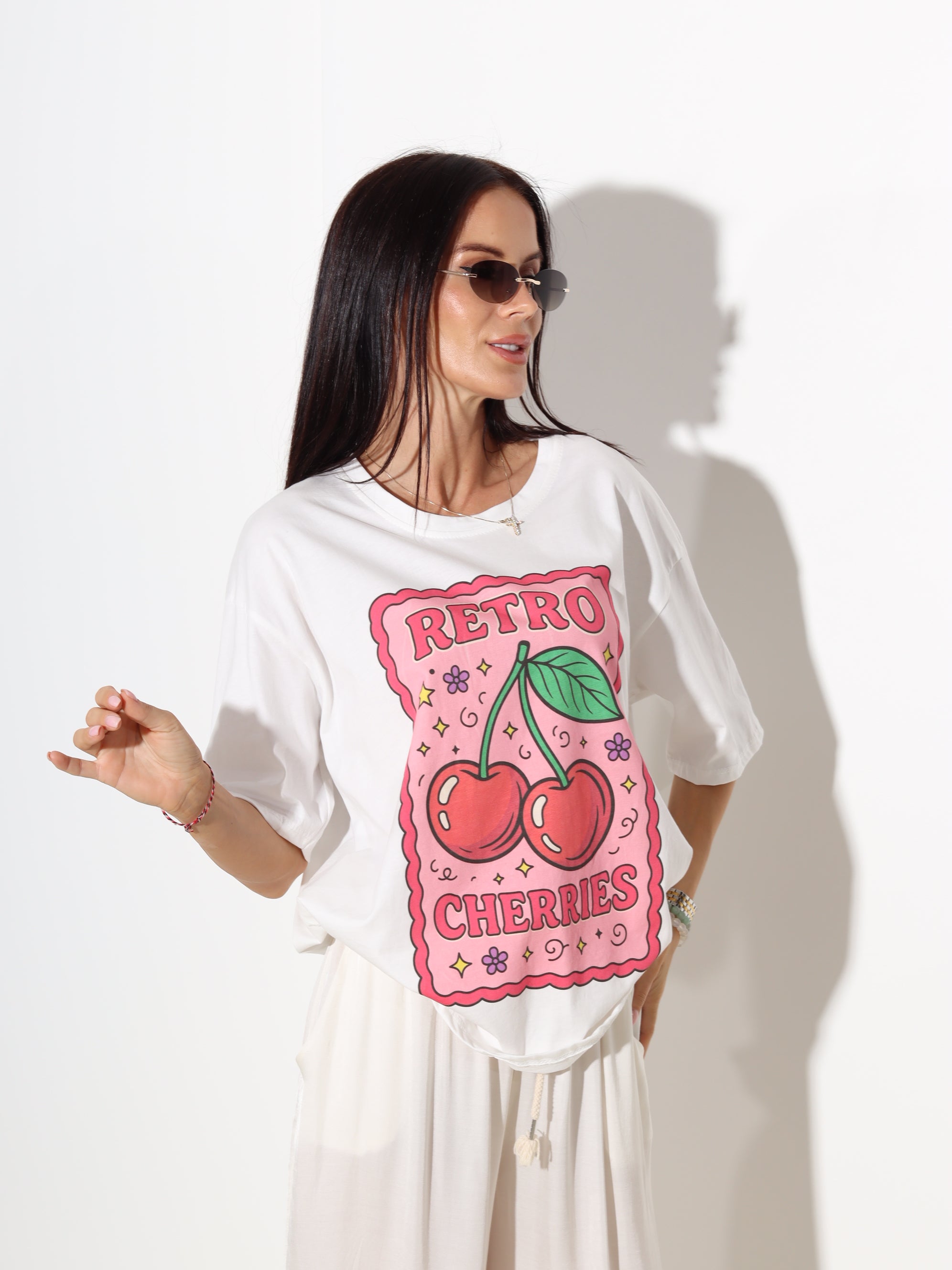 Balts tops "Retro cherries" - 20095