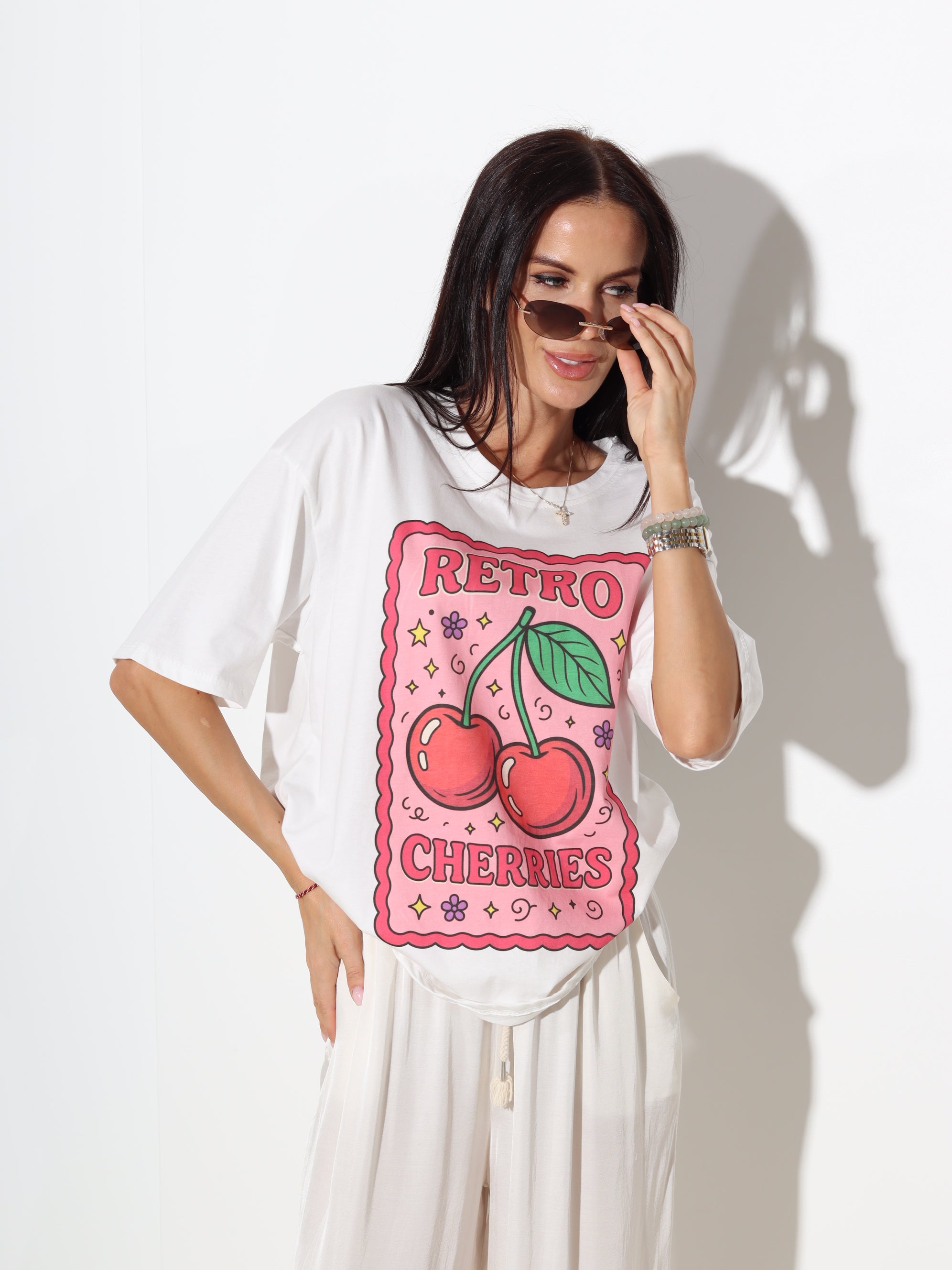 Balts tops "Retro cherries" - 20095