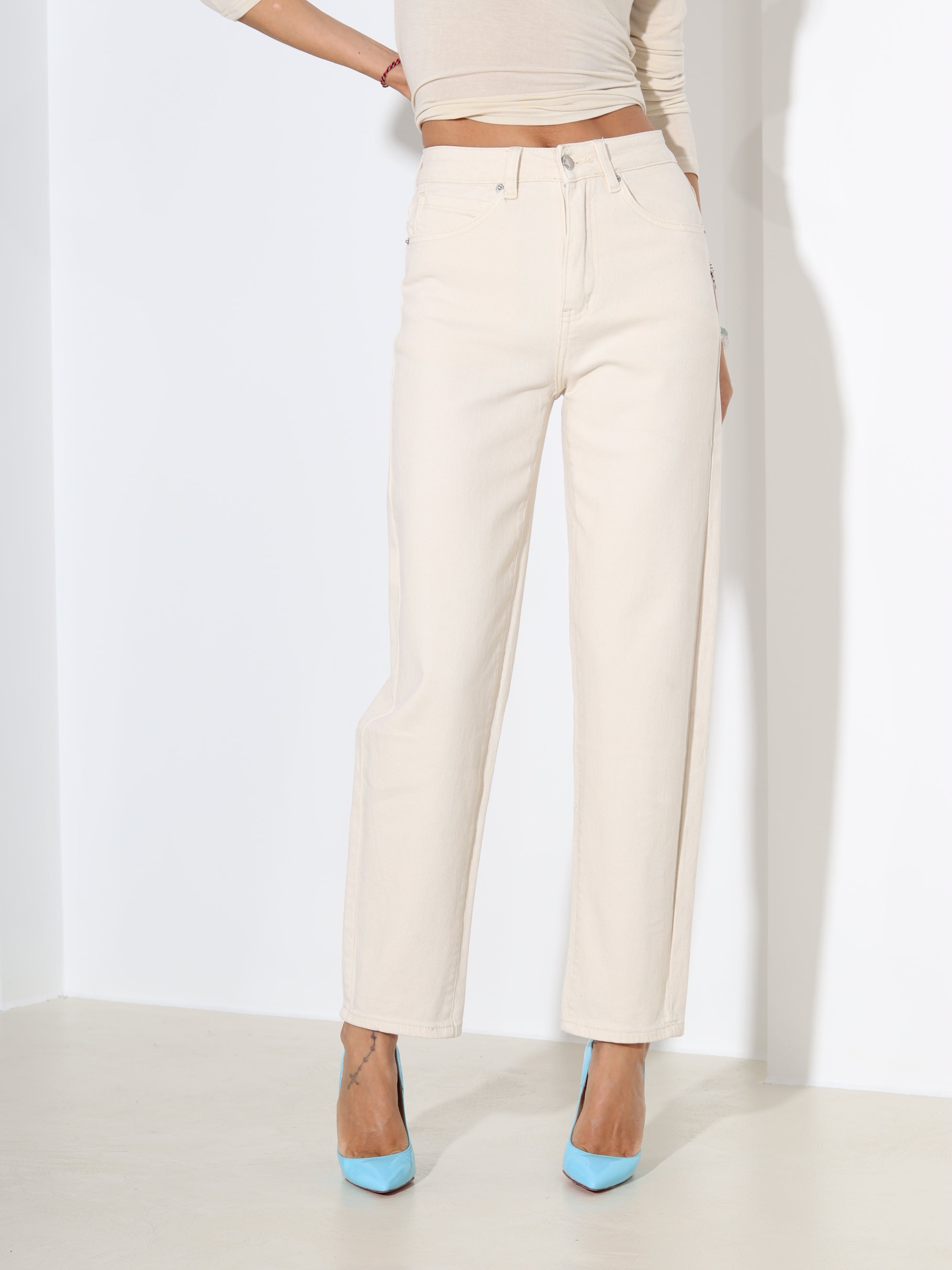 Bēšas "Mom fit" džinsa püksid, Laulia - 18169