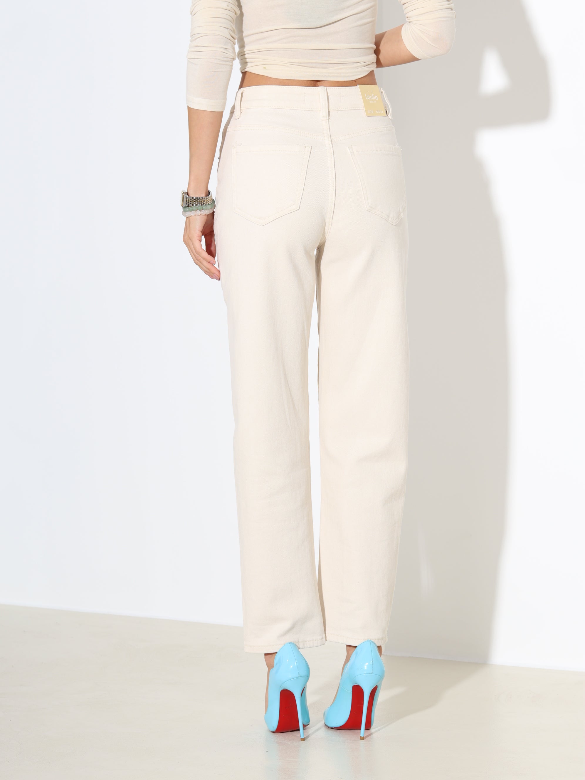 Bēšas "Mom fit" džinsa püksid, Laulia - 18169