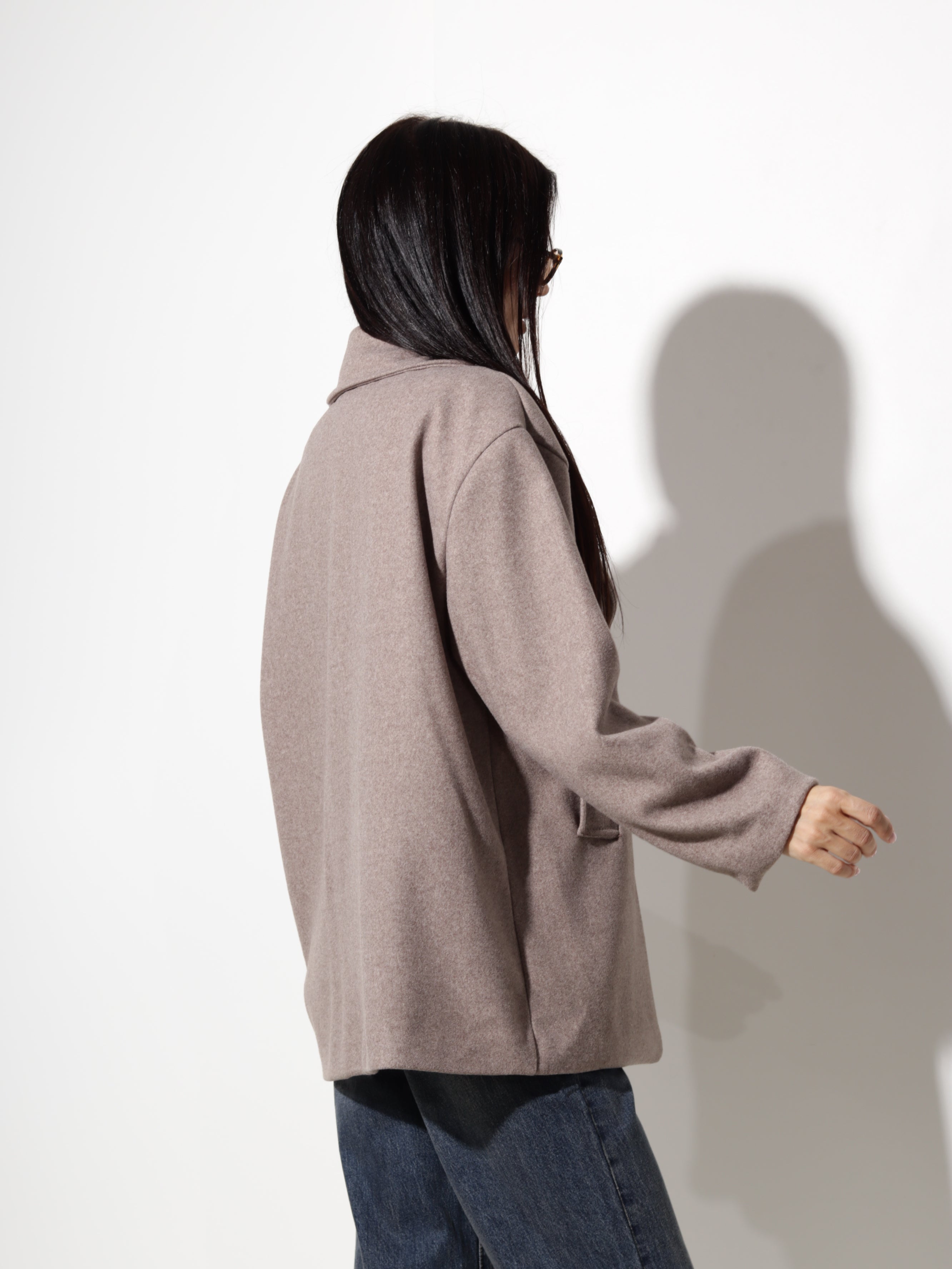 Taupes mēteļauduma jaka, īsa oversize - 20799