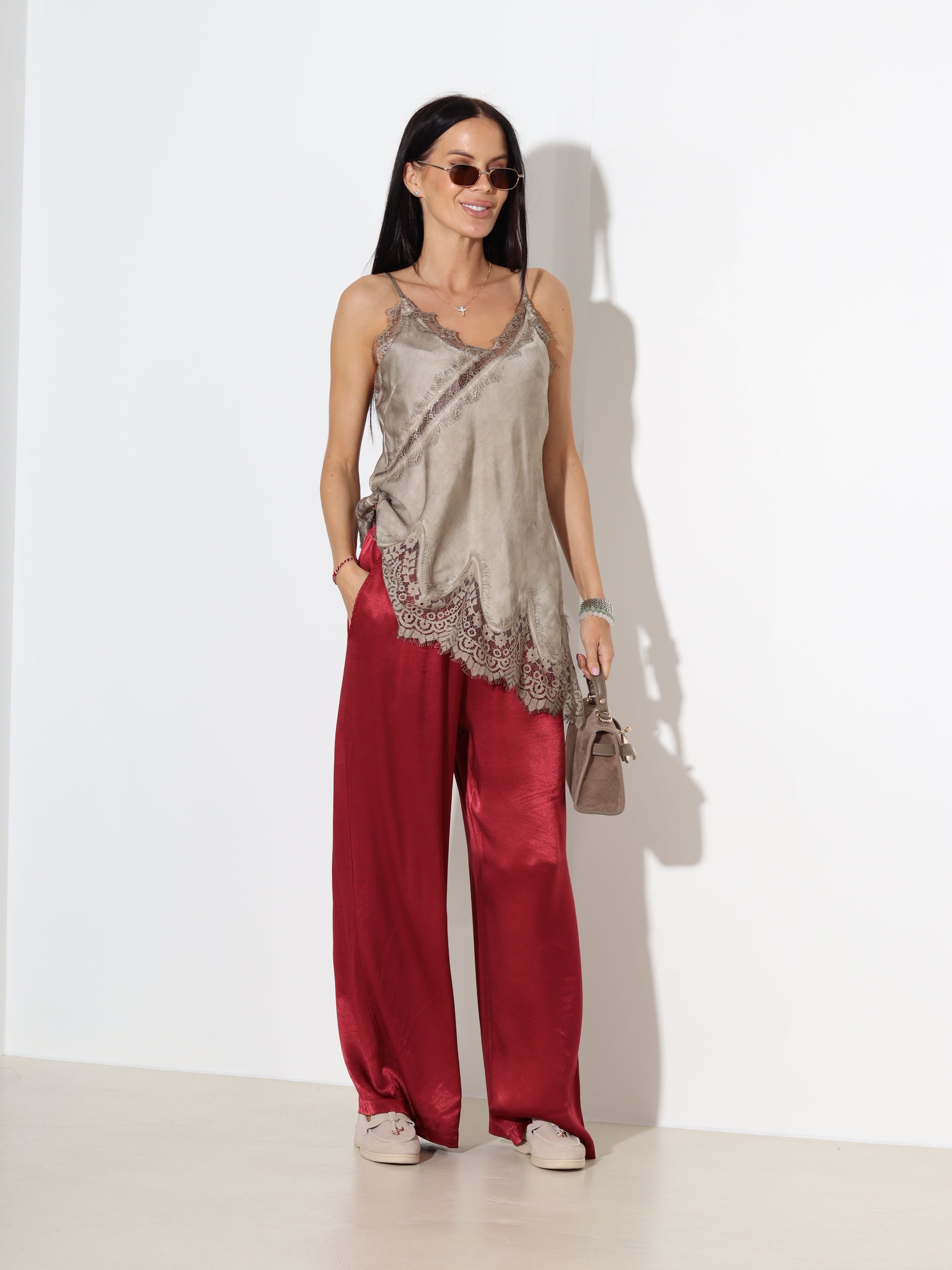 Sarkanas/bordo viskozes bikses- 18482