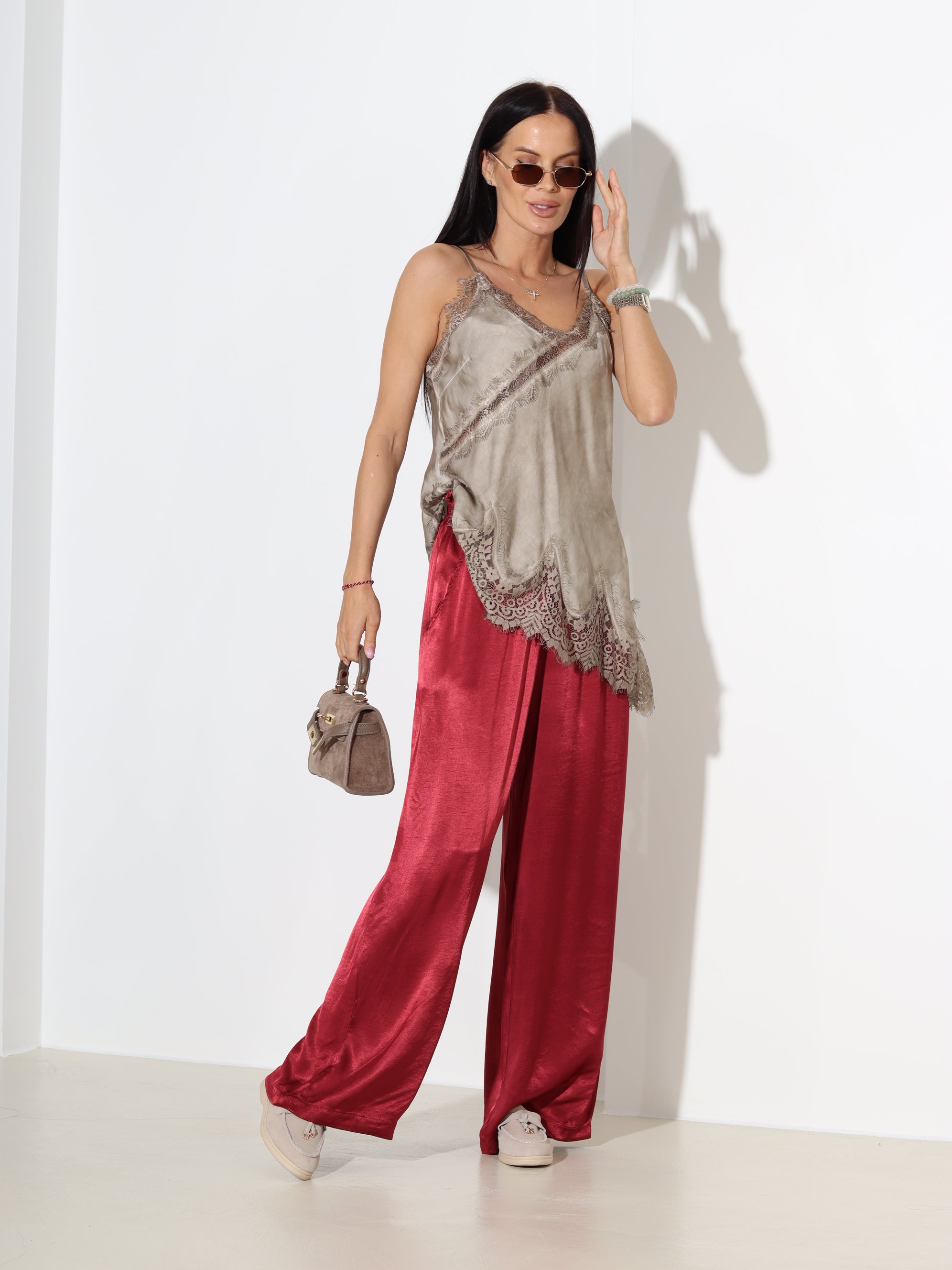 Sarkanas/bordo viskozes bikses- 18482