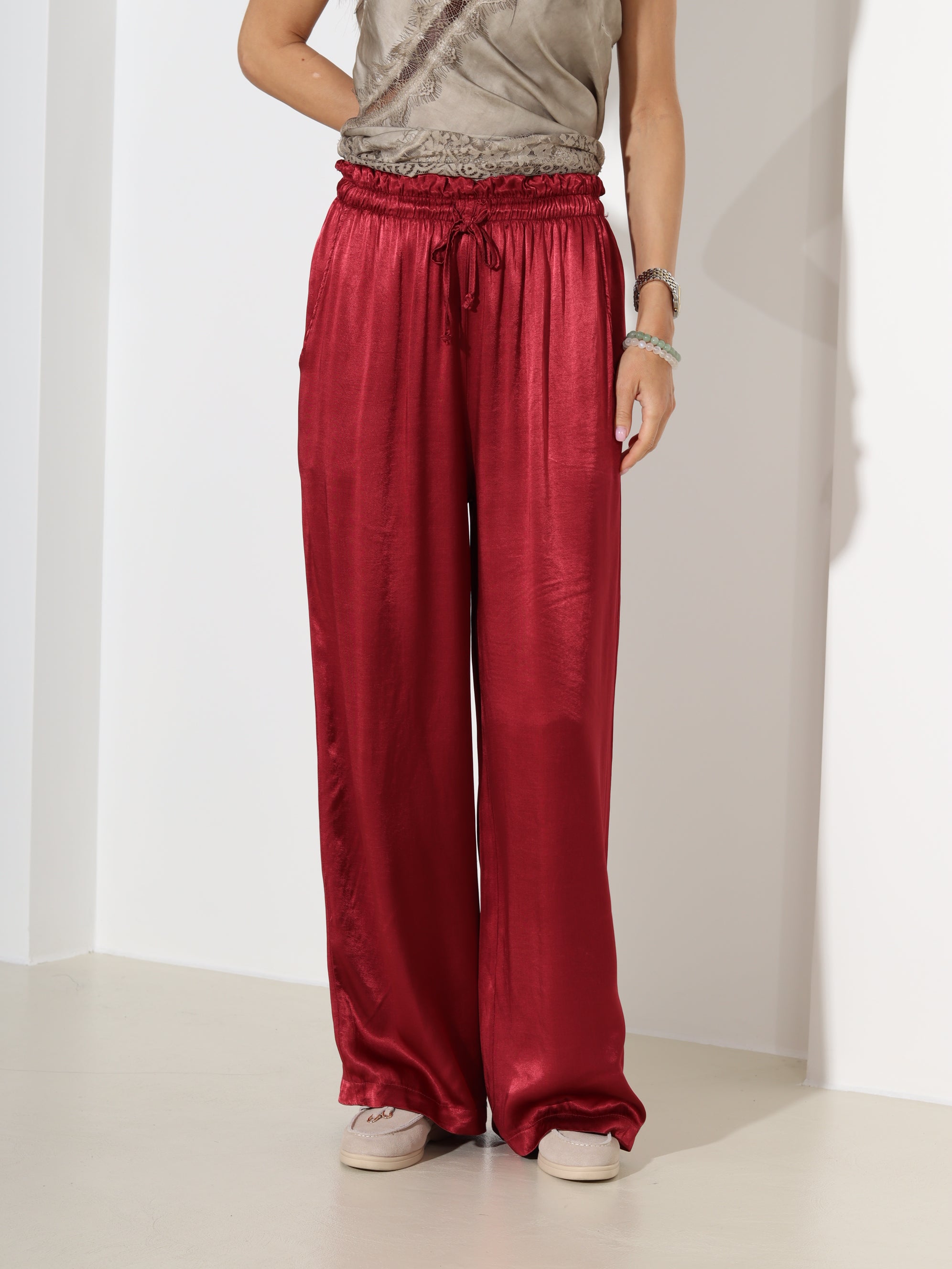 Sarkanas/bordo viskozes bikses- 18482