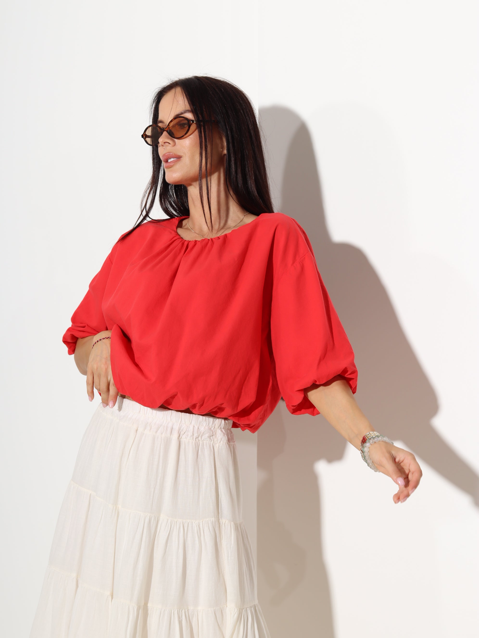 Sarkans balontipa tops, boho stilā - 20162