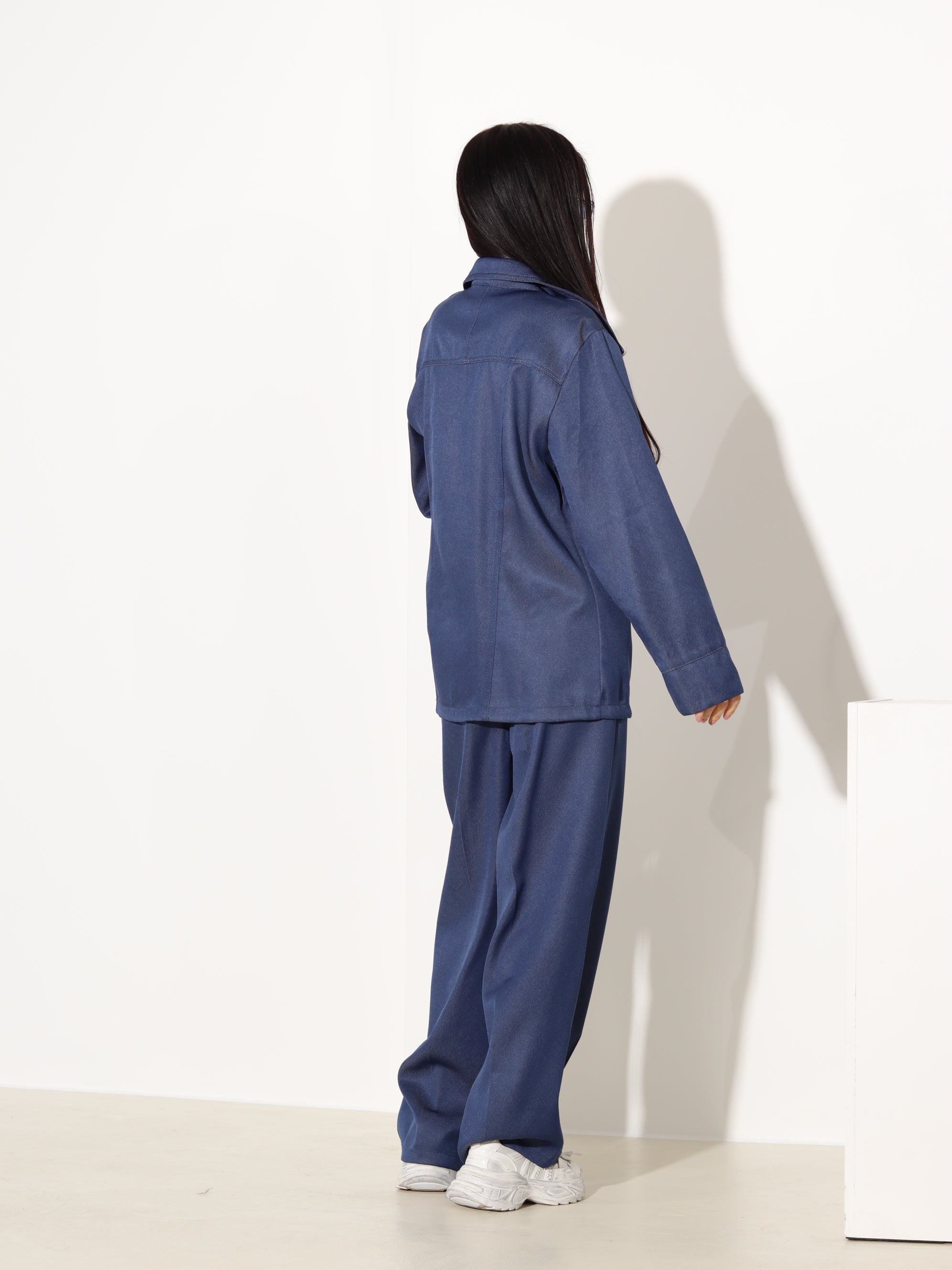 Zils, džinsa nokrāsas auduma komplekt - 17988