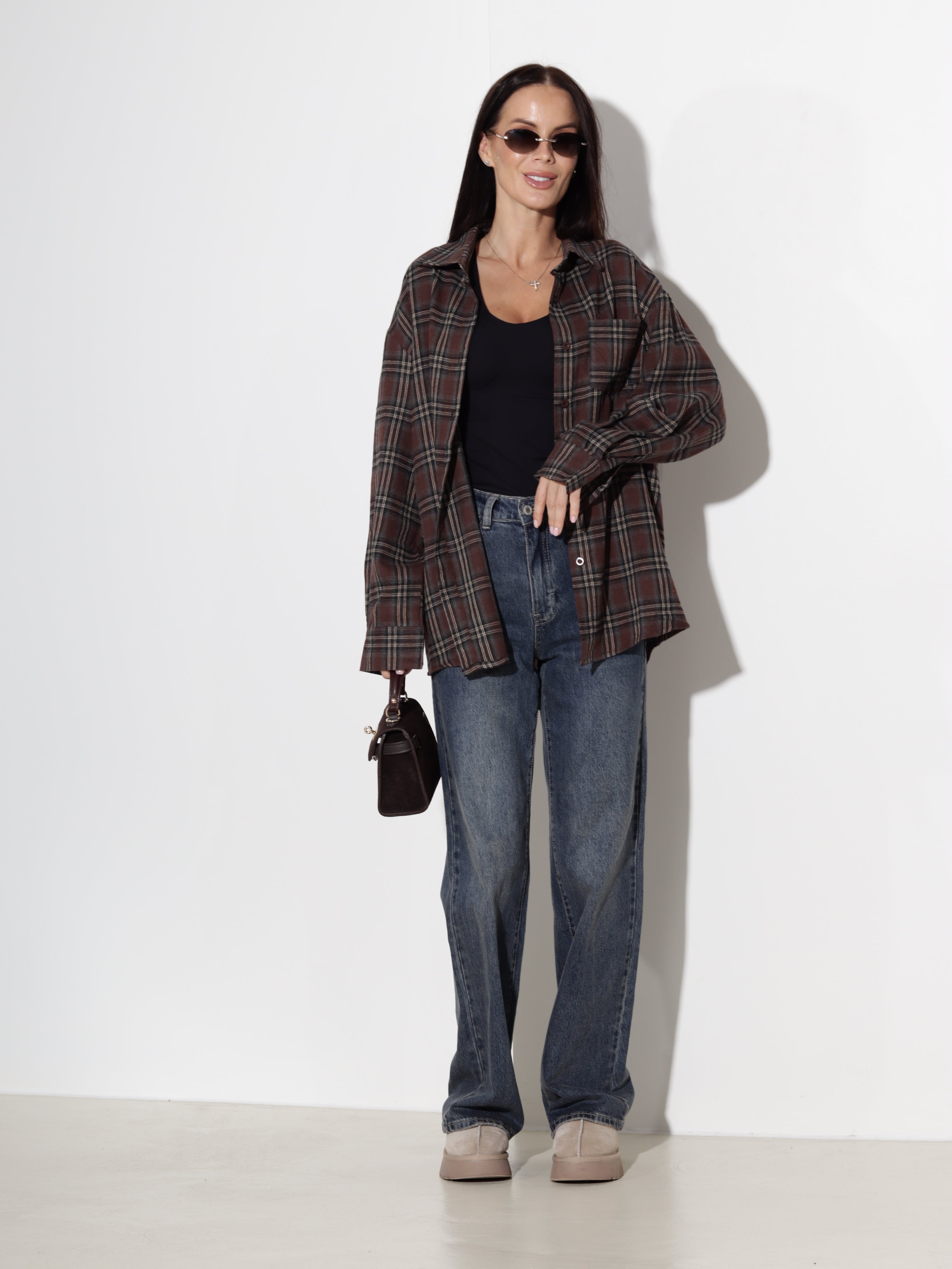 Brūns/brūns rūtains krekls 'Koko' - 20742
