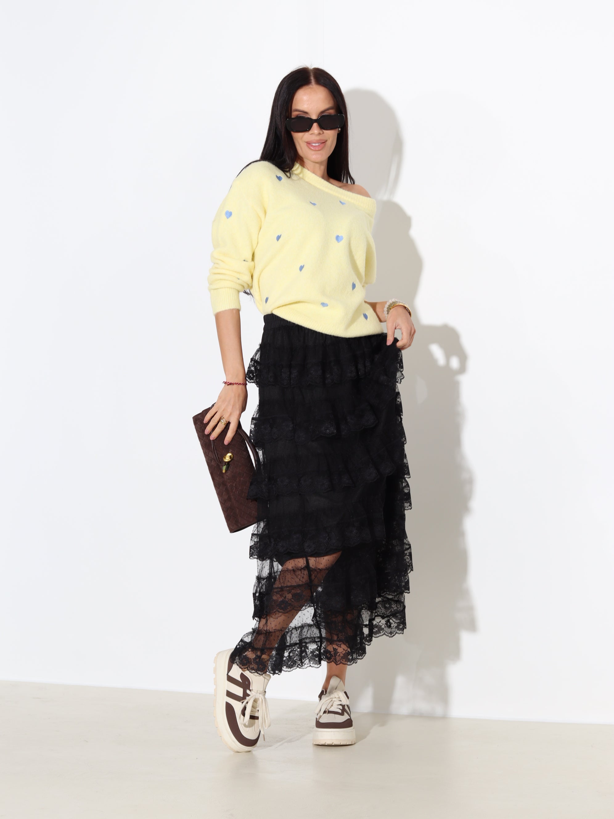 Melni, gari, volānu svārki "Flamenko" - 18004