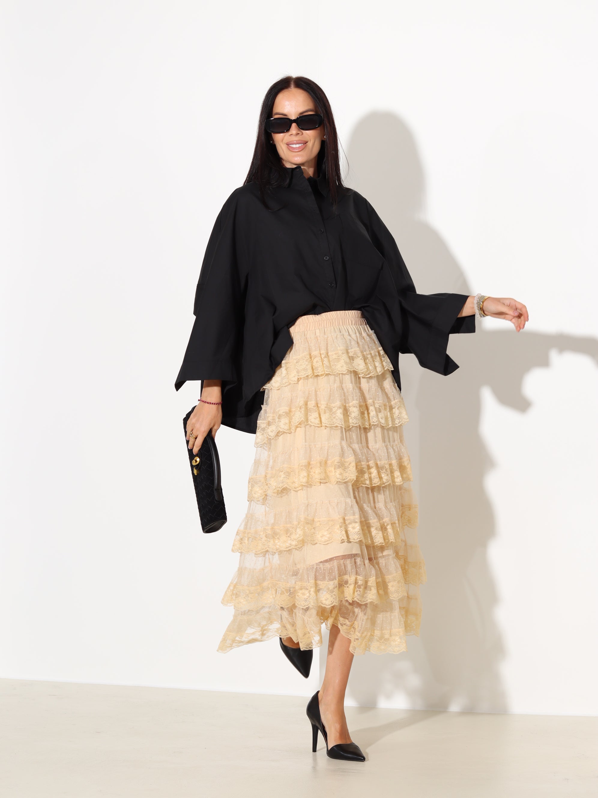 Brūni, gari, volānu svārki "Flamenko" - 18003