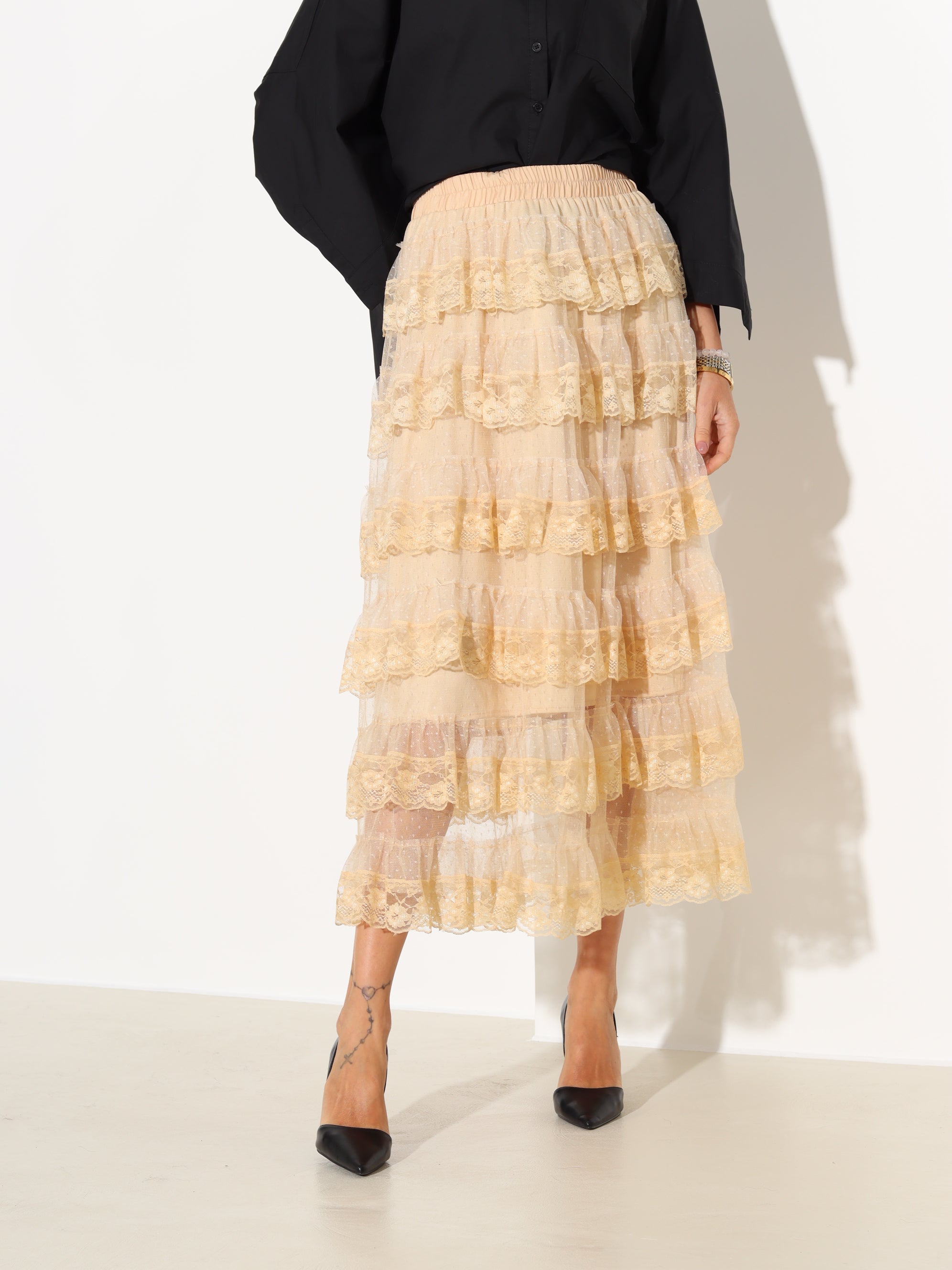 Brūni, gari, volānu svārki "Flamenko" - 18003