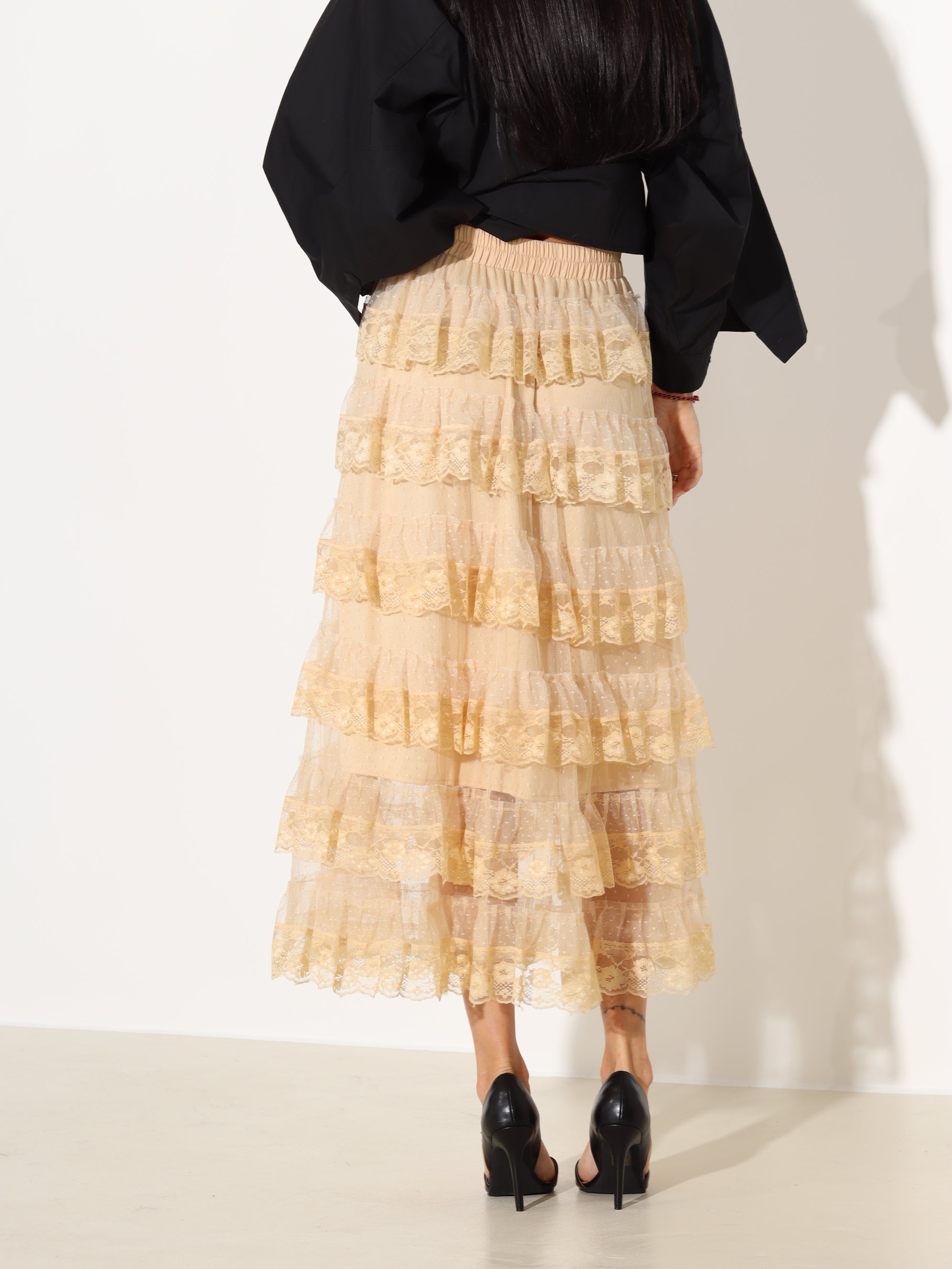 Brūni, gari, volānu svārki "Flamenko" - 18003