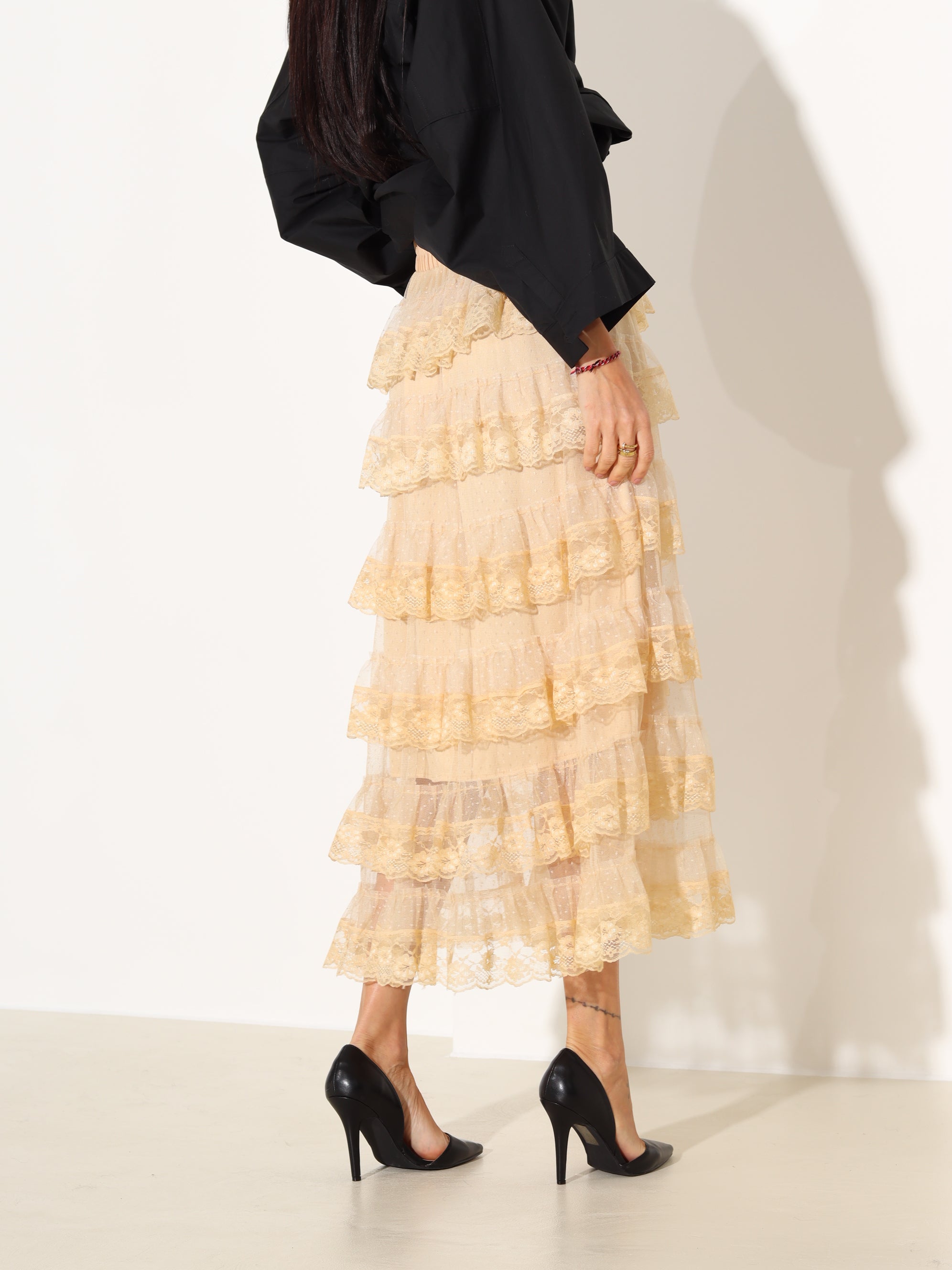 Brūni, gari, volānu svārki "Flamenko" - 18003