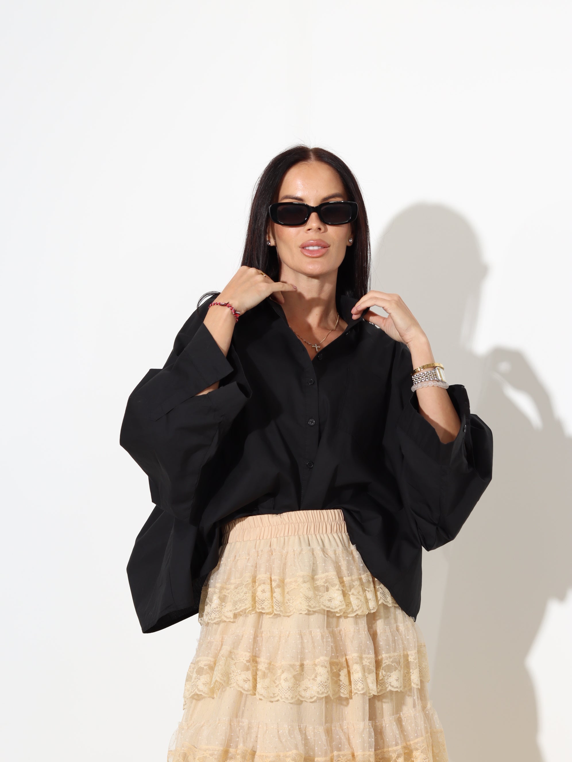 Melns saīsināta garuma krekls - 17992