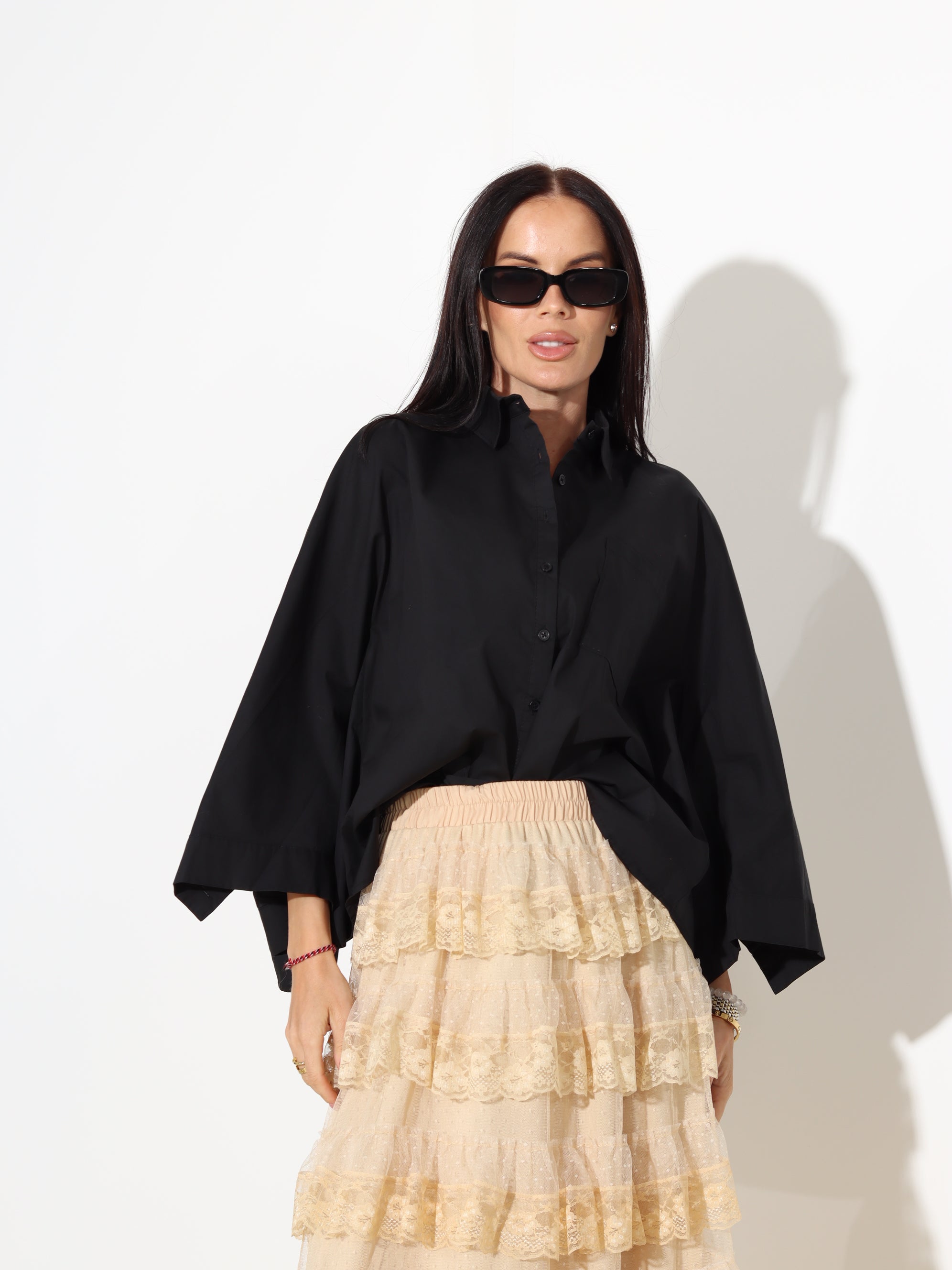 Melns saīsināta garuma krekls - 17992