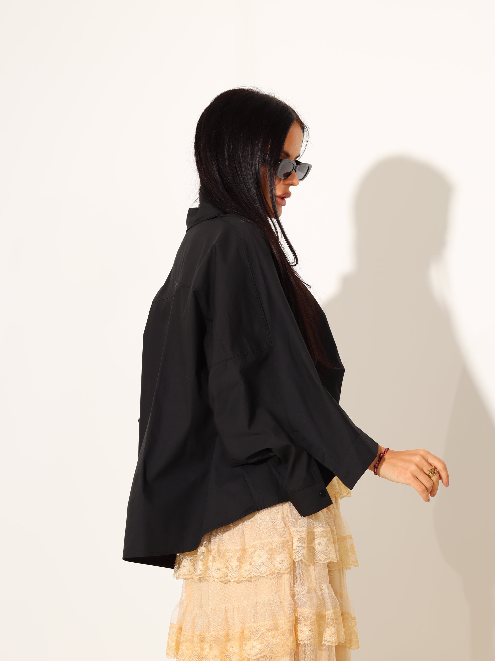 Melns saīsināta garuma krekls - 17992