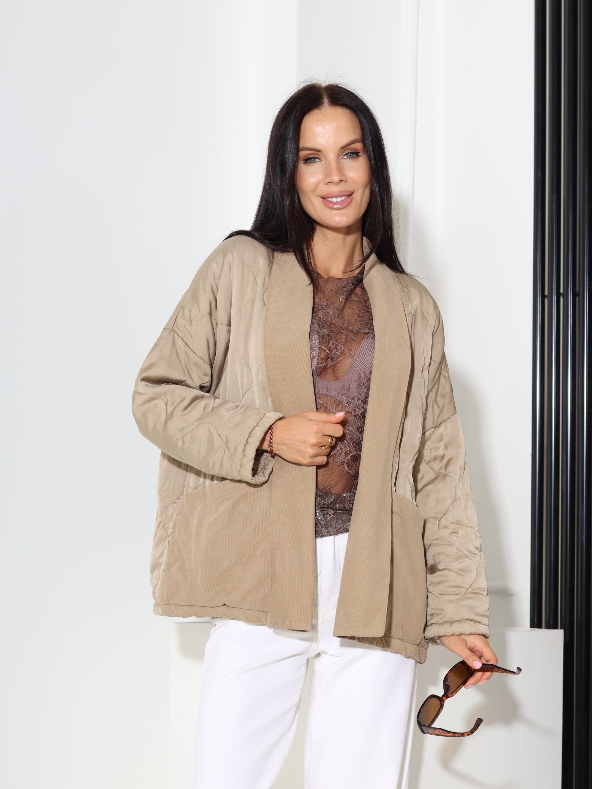 Gaiši brūna viskozes auduma virsjaka - 18496
