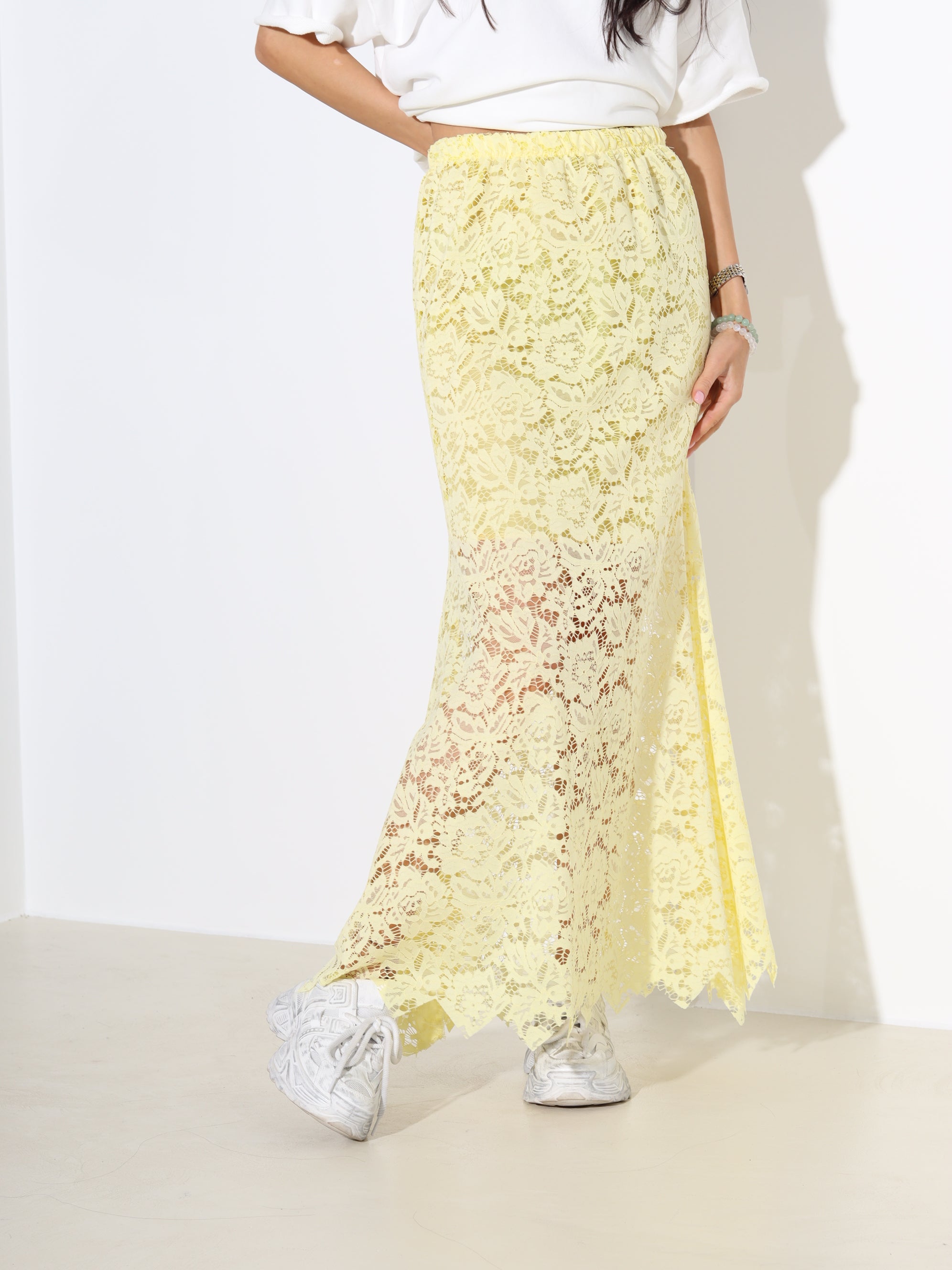 Dzelteni mežģīņu svārki- 18242