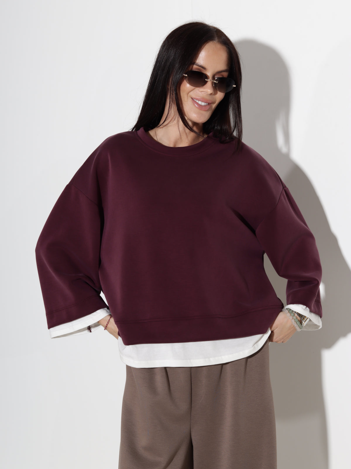 Bordo tops ar imitētu apakštopu - 20833