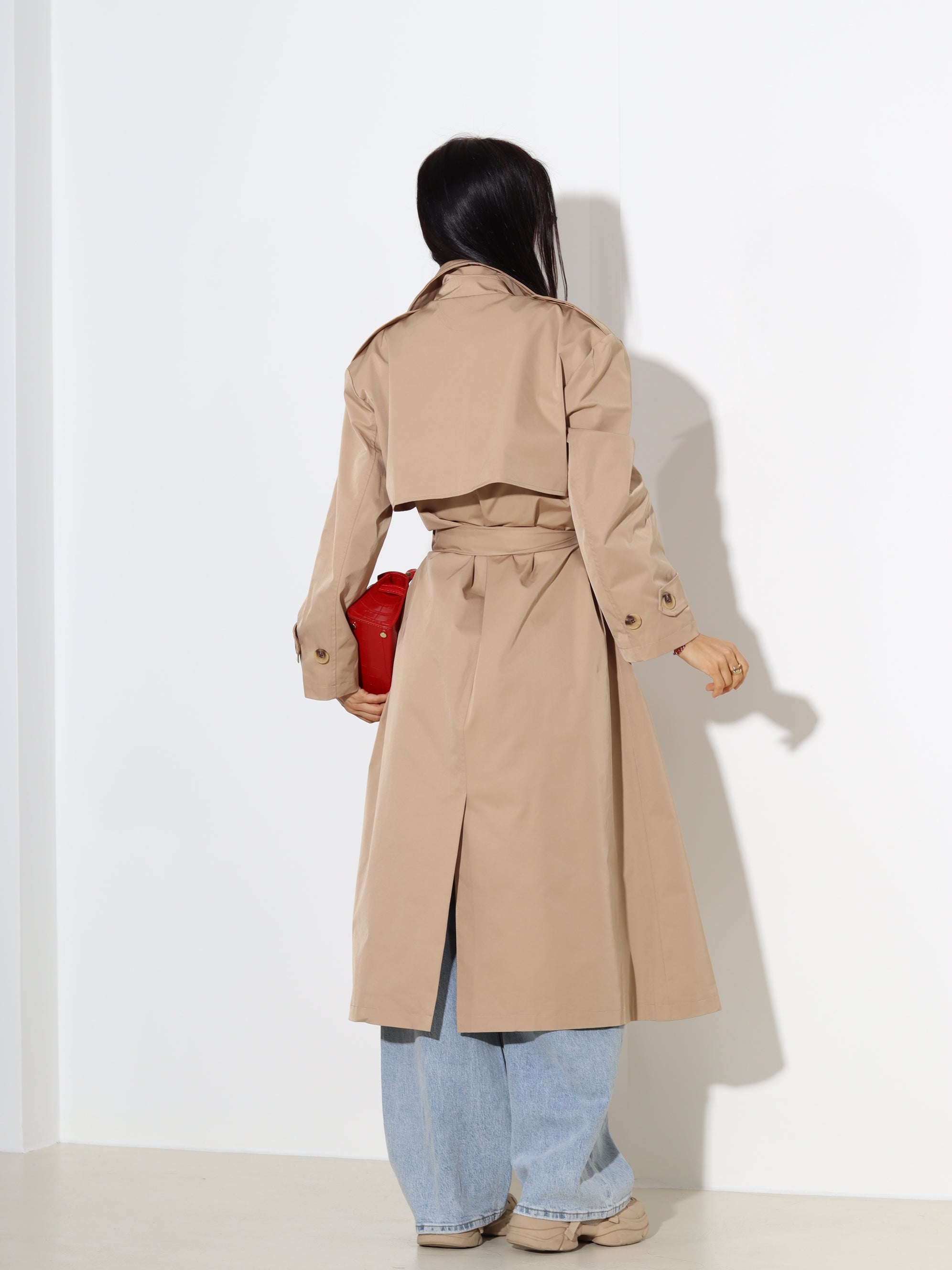 Brūns, garš, klasisks trencis "You&Me" - 18693