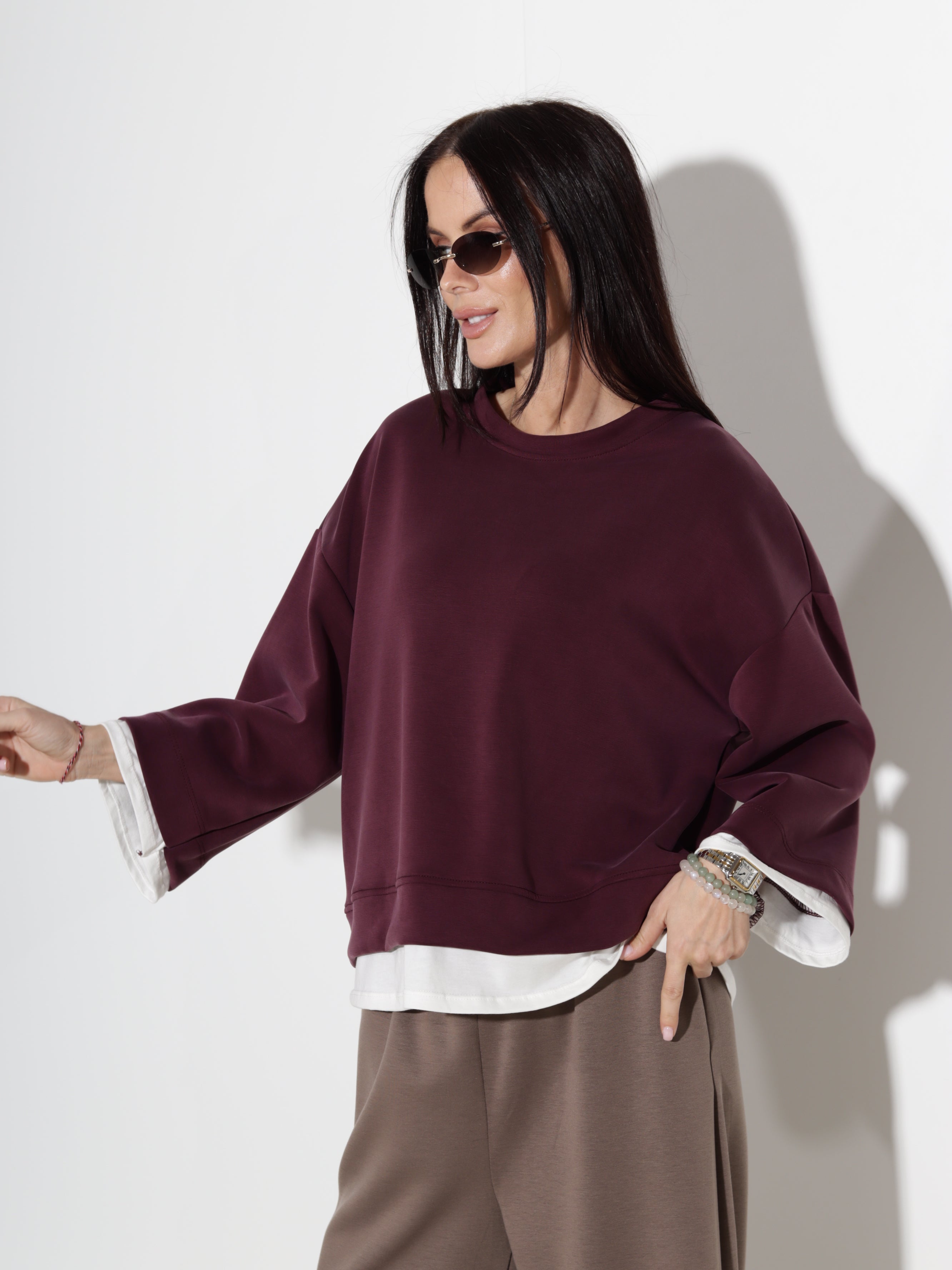 Bordo tops ar imitētu apakštopu - 20833