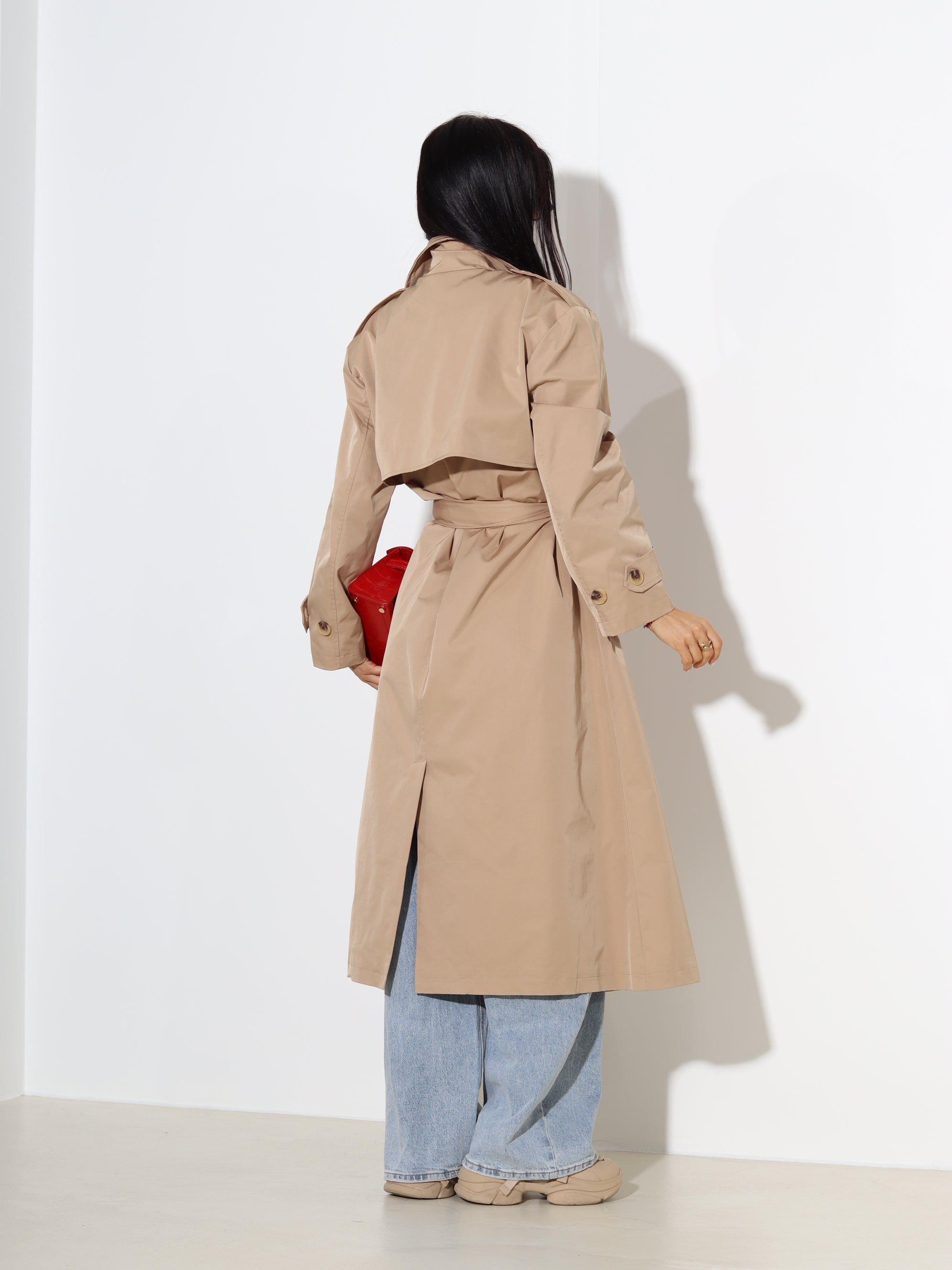 Brūns, garš, klasisks trencis "You&Me" - 18693