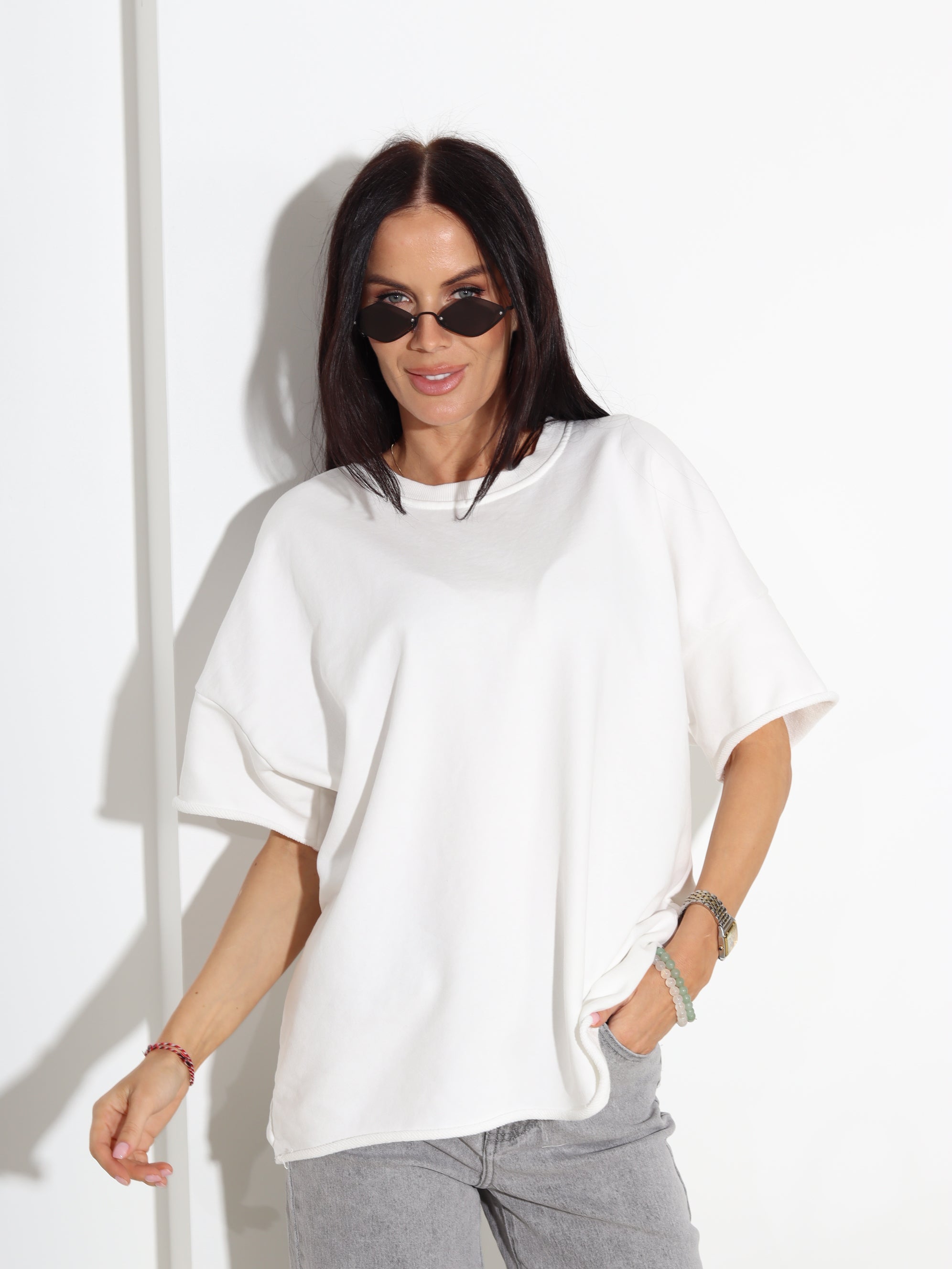 Balts cilpiņtrikotāšas tops - 18275