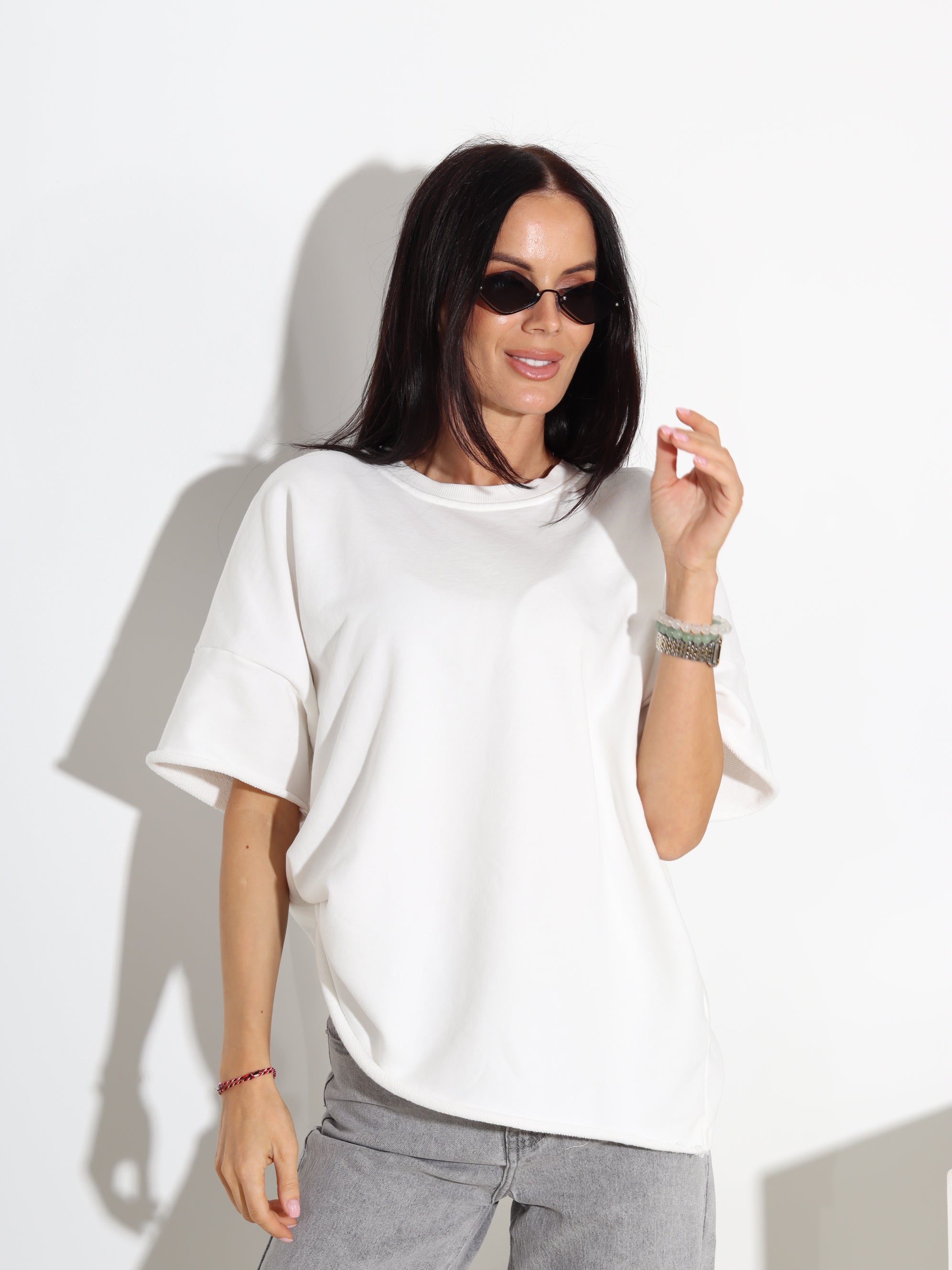 Balts cilpiņtrikotāšas tops - 18275