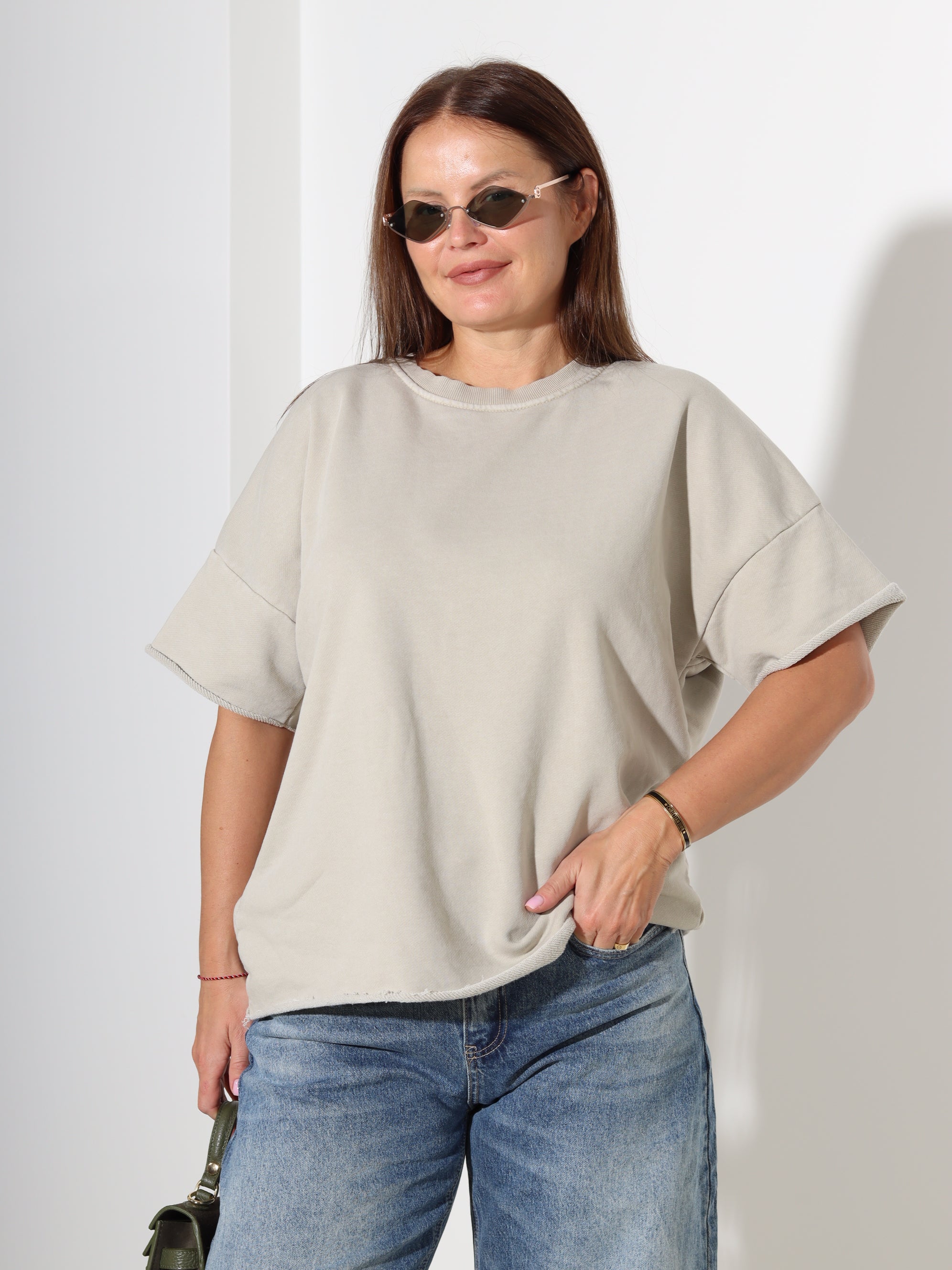 Taupe cilpiņtrikotāšas tops - 18277