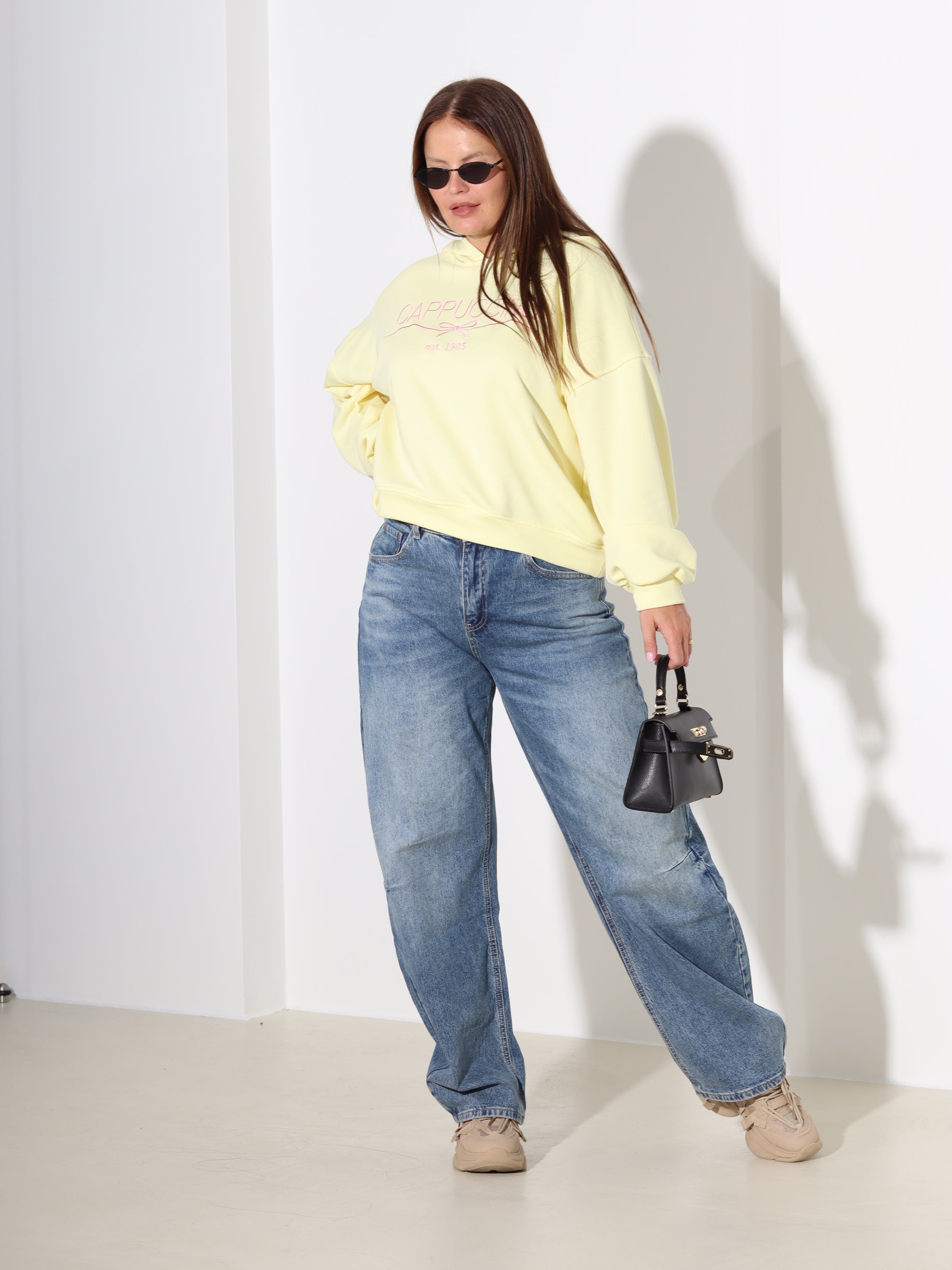 Dzeltens cilpiņtrikotāžas džemperis "Cappuccino" – 18281