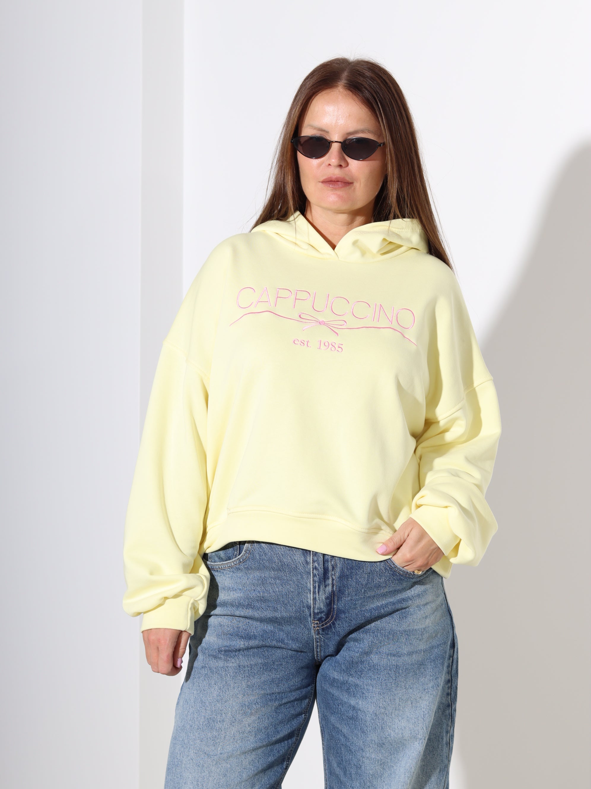 Dzeltens cilpiņtrikotāžas džemperis "Cappuccino" - 18281