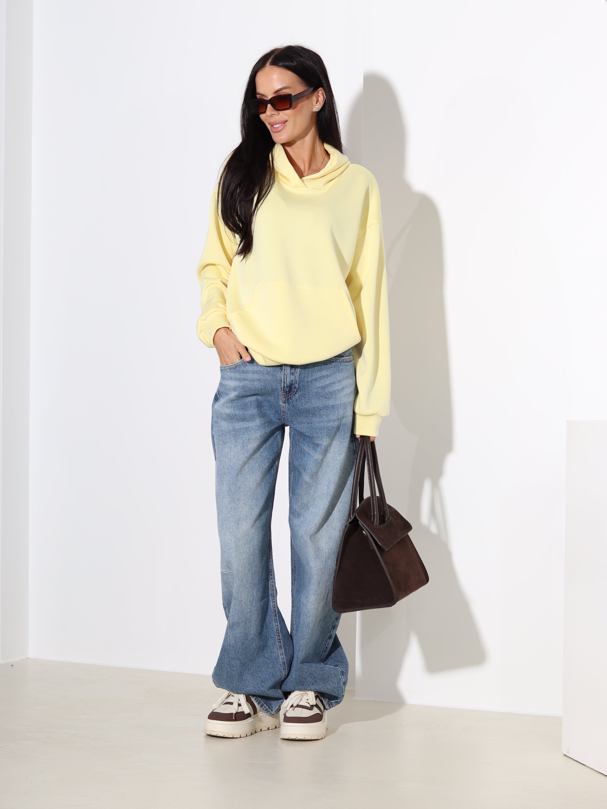 Koši dzeltens džemperis ar kapuci - 18280