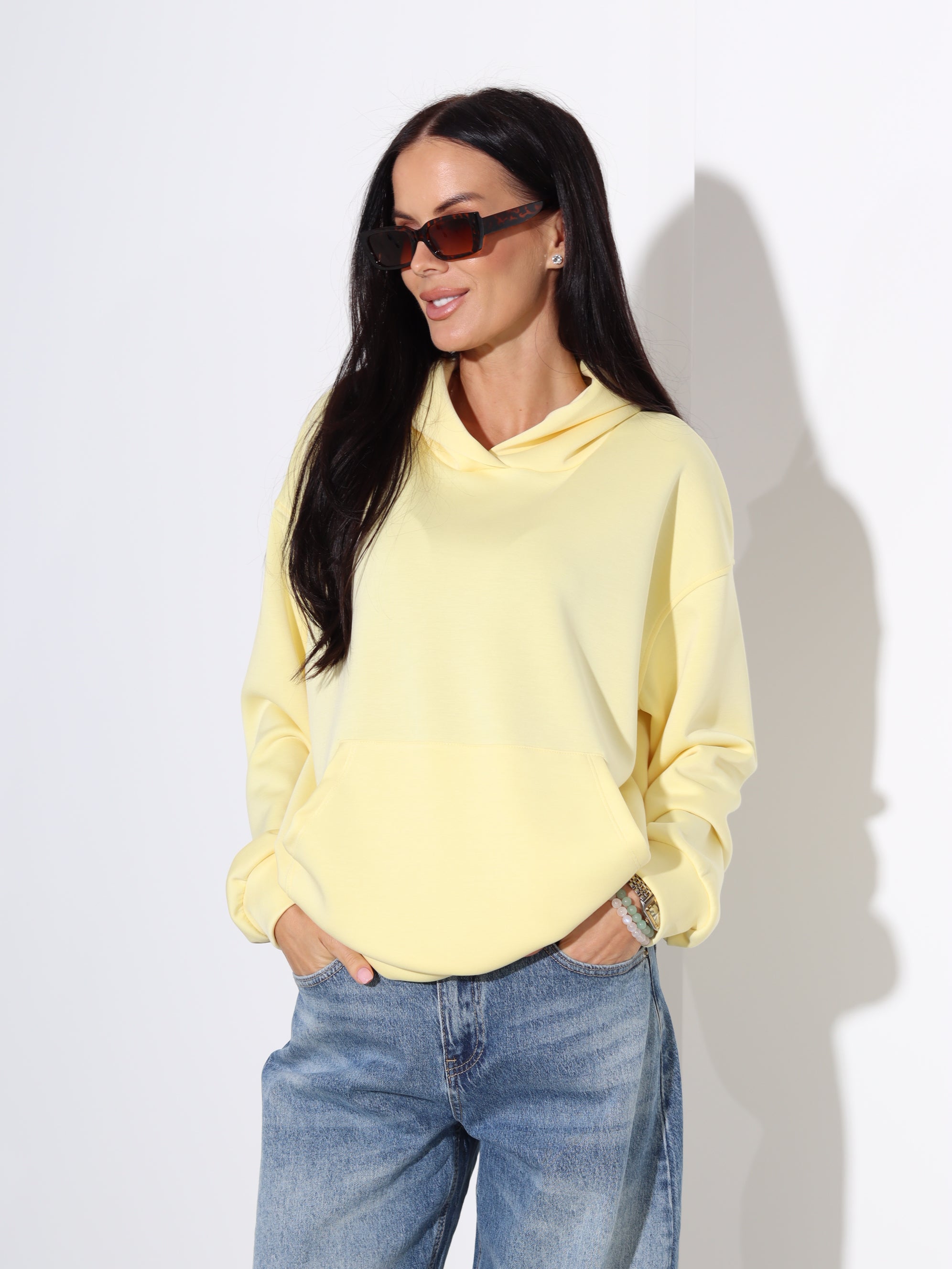 Koši dzeltens džemperis ar kapuci - 18280