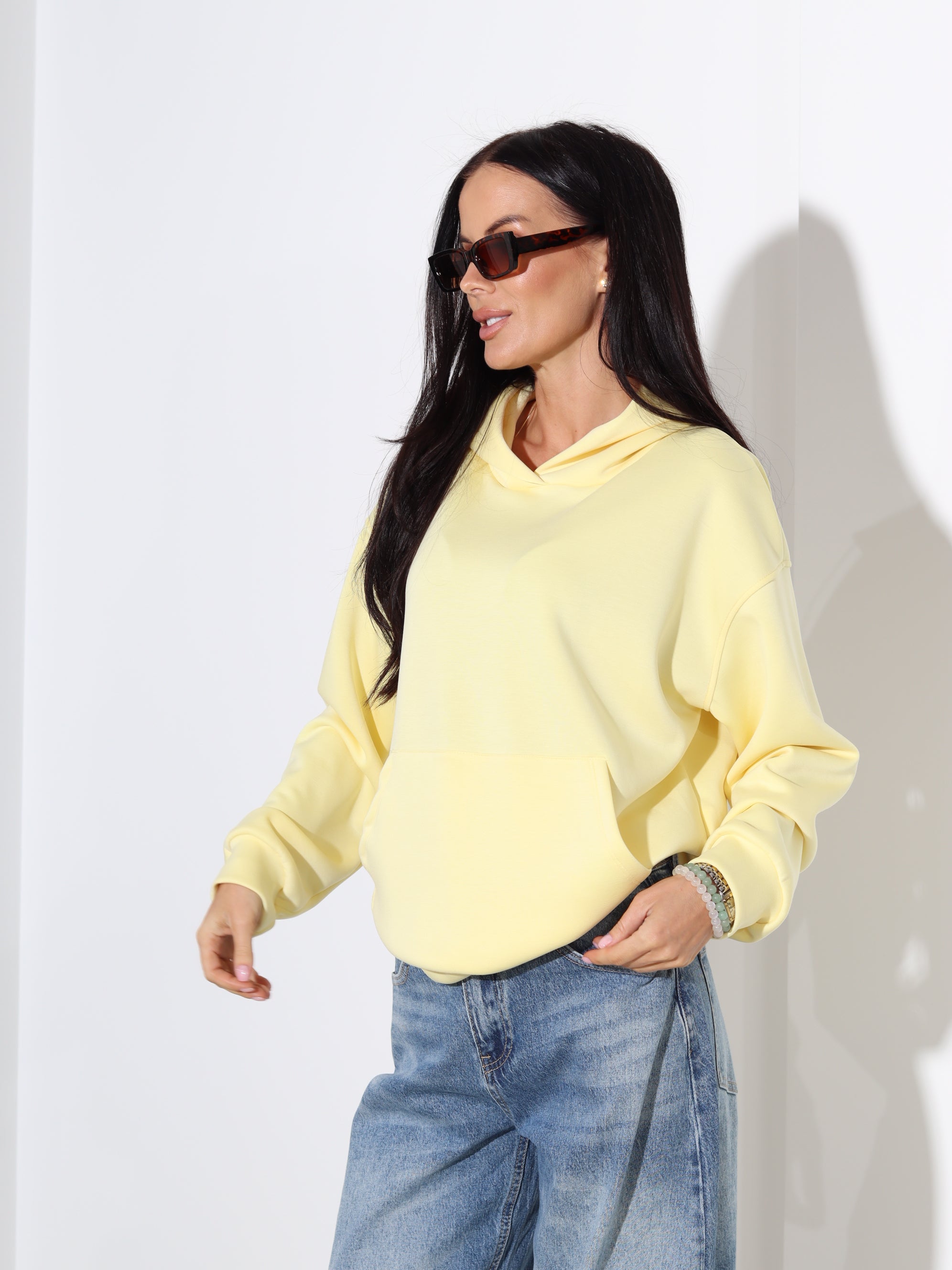 Koši dzeltens džemperis ar kapuci - 18280