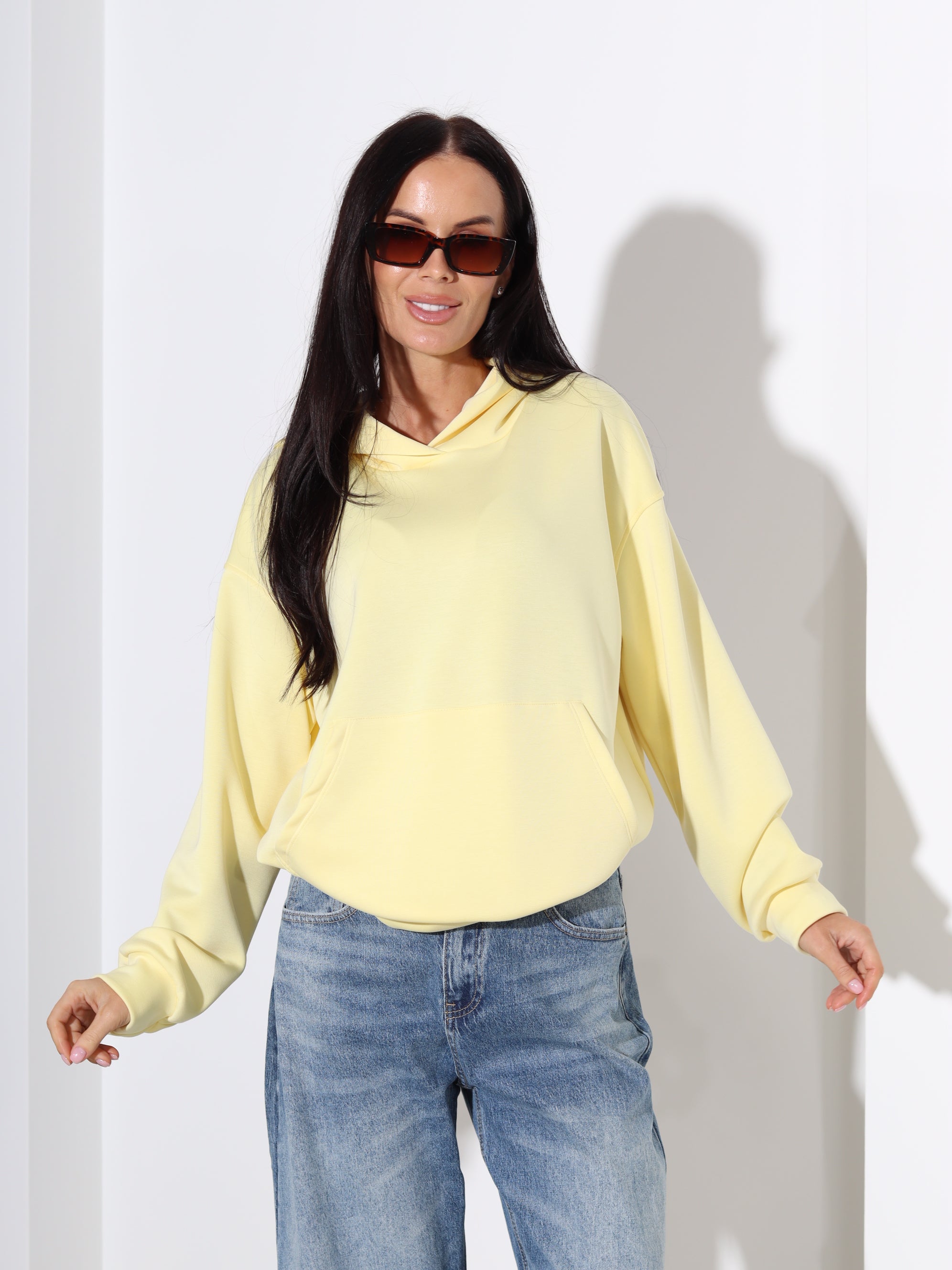 Koši dzeltens džemperis ar kapuci - 18280