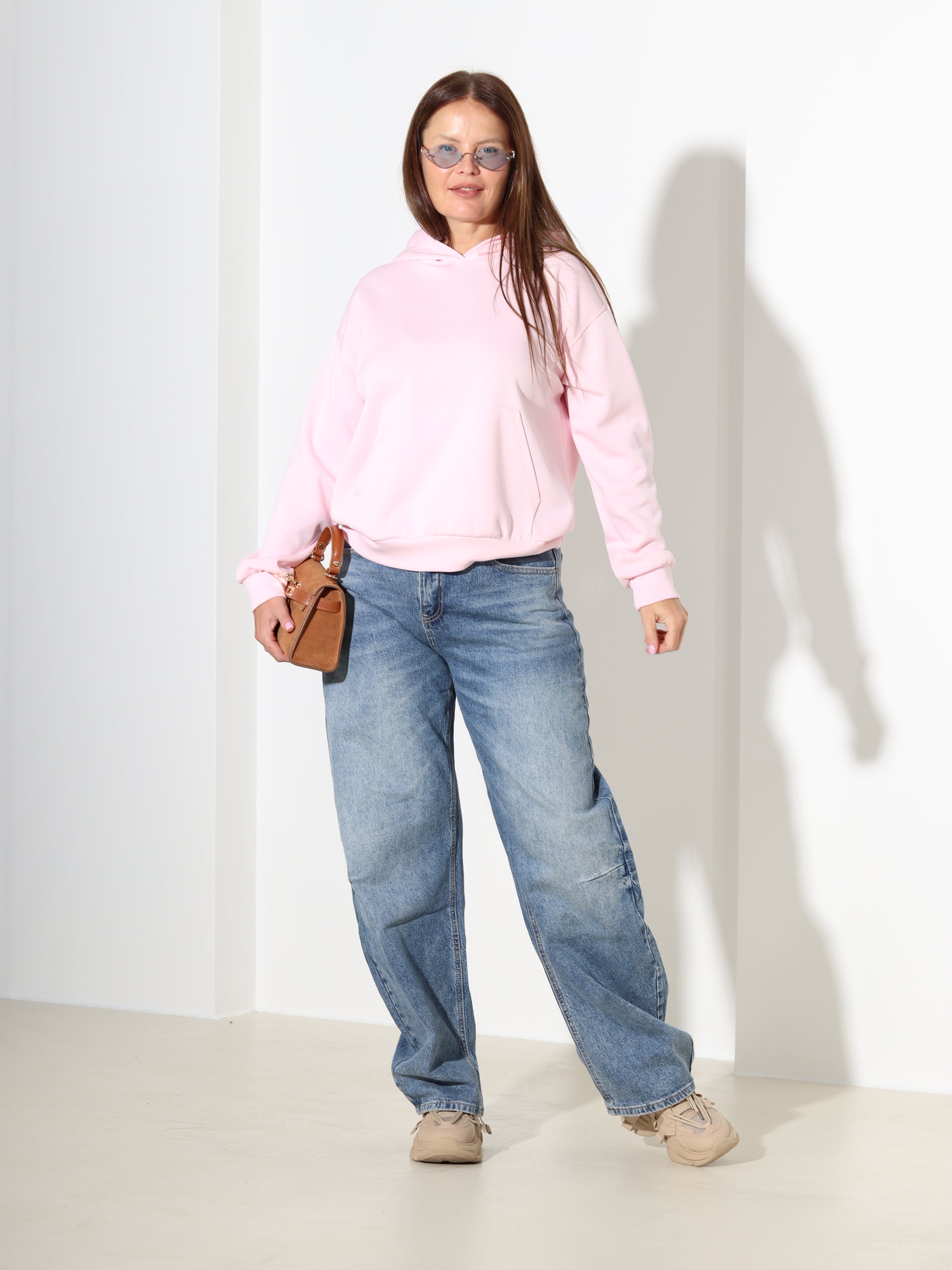 Rozā džemperis ar kapuci - 18279