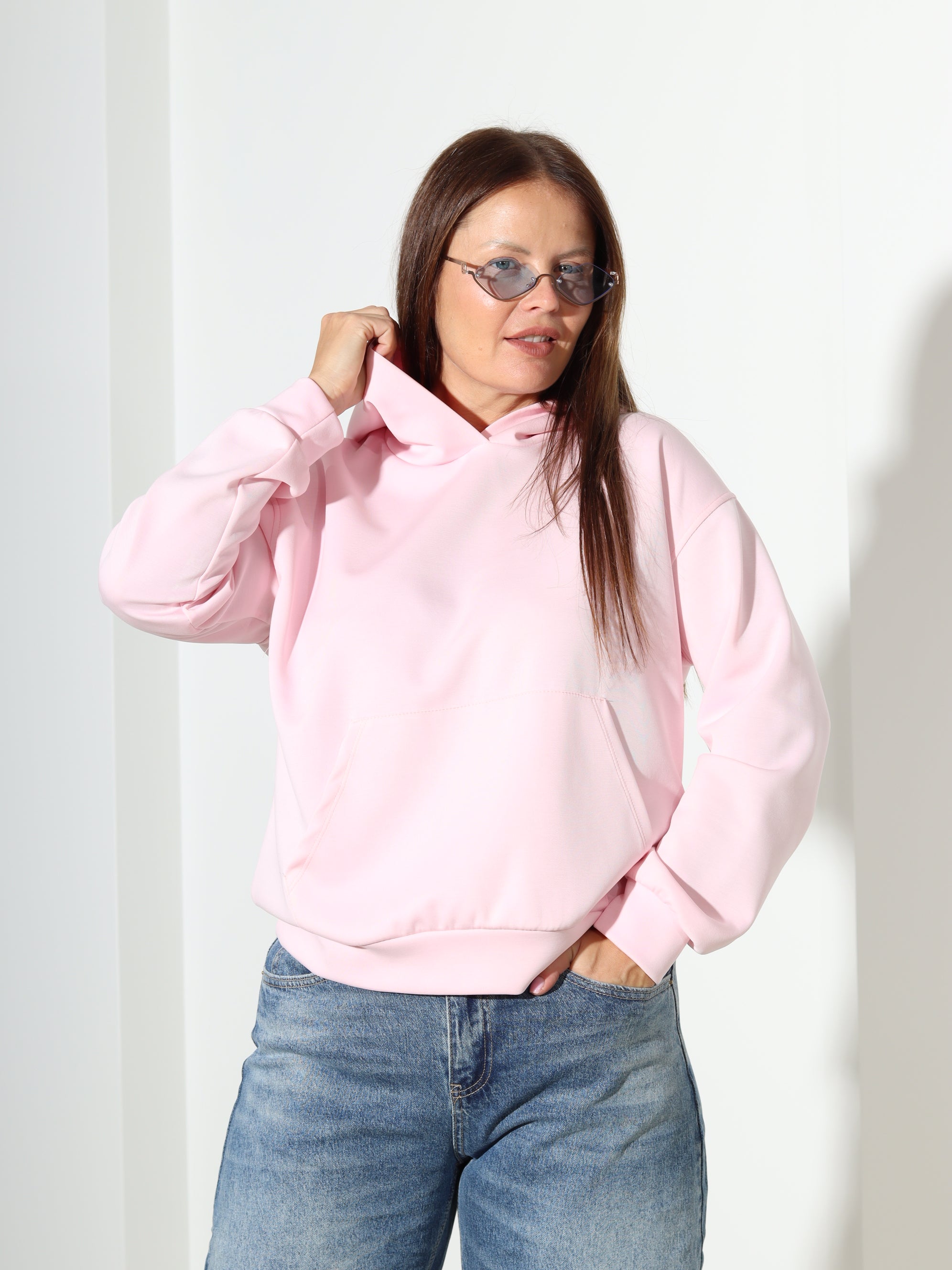 Rozā džemperis ar kapuci - 18279